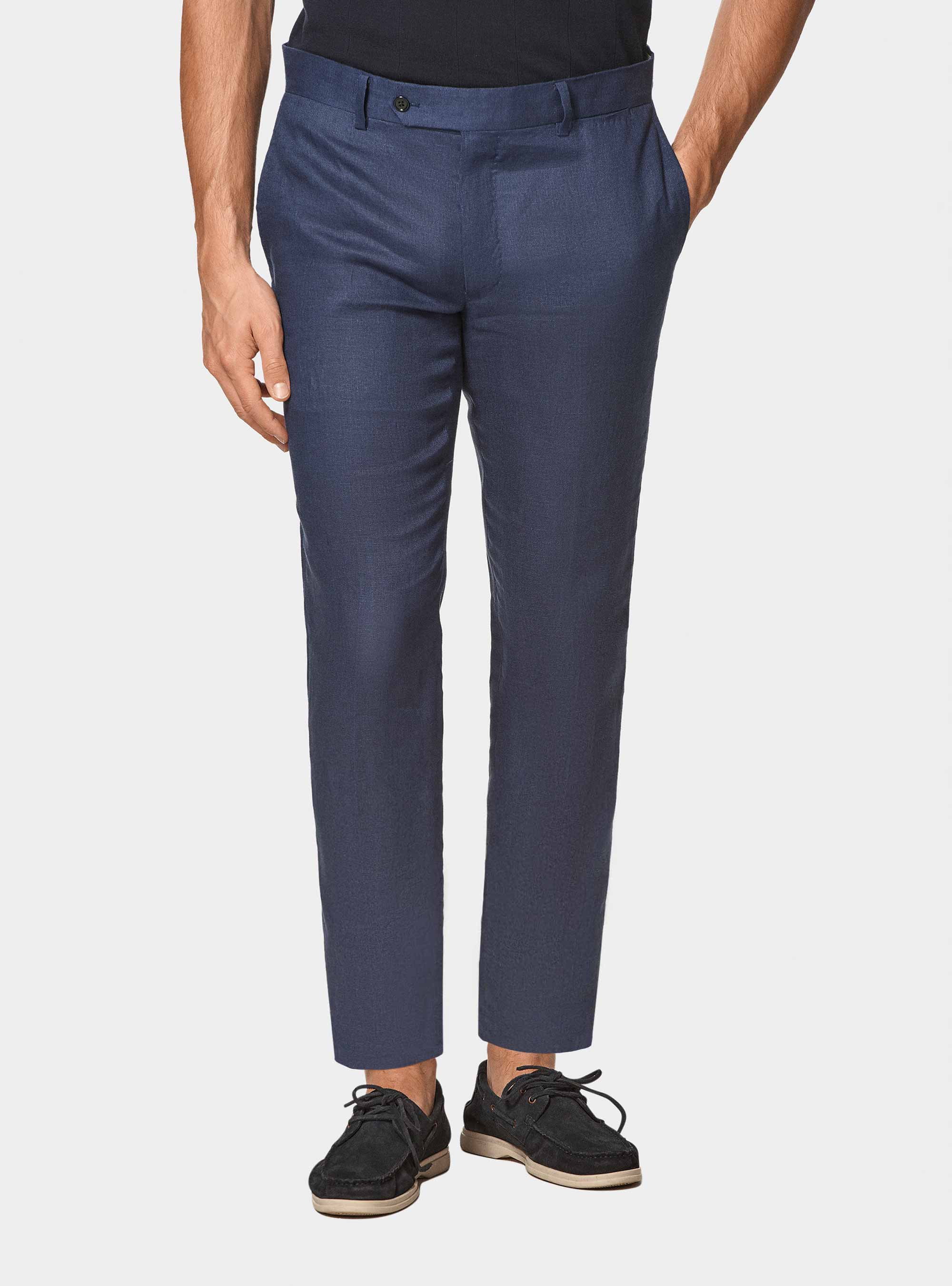 Pure linen suit trousers, BLUE