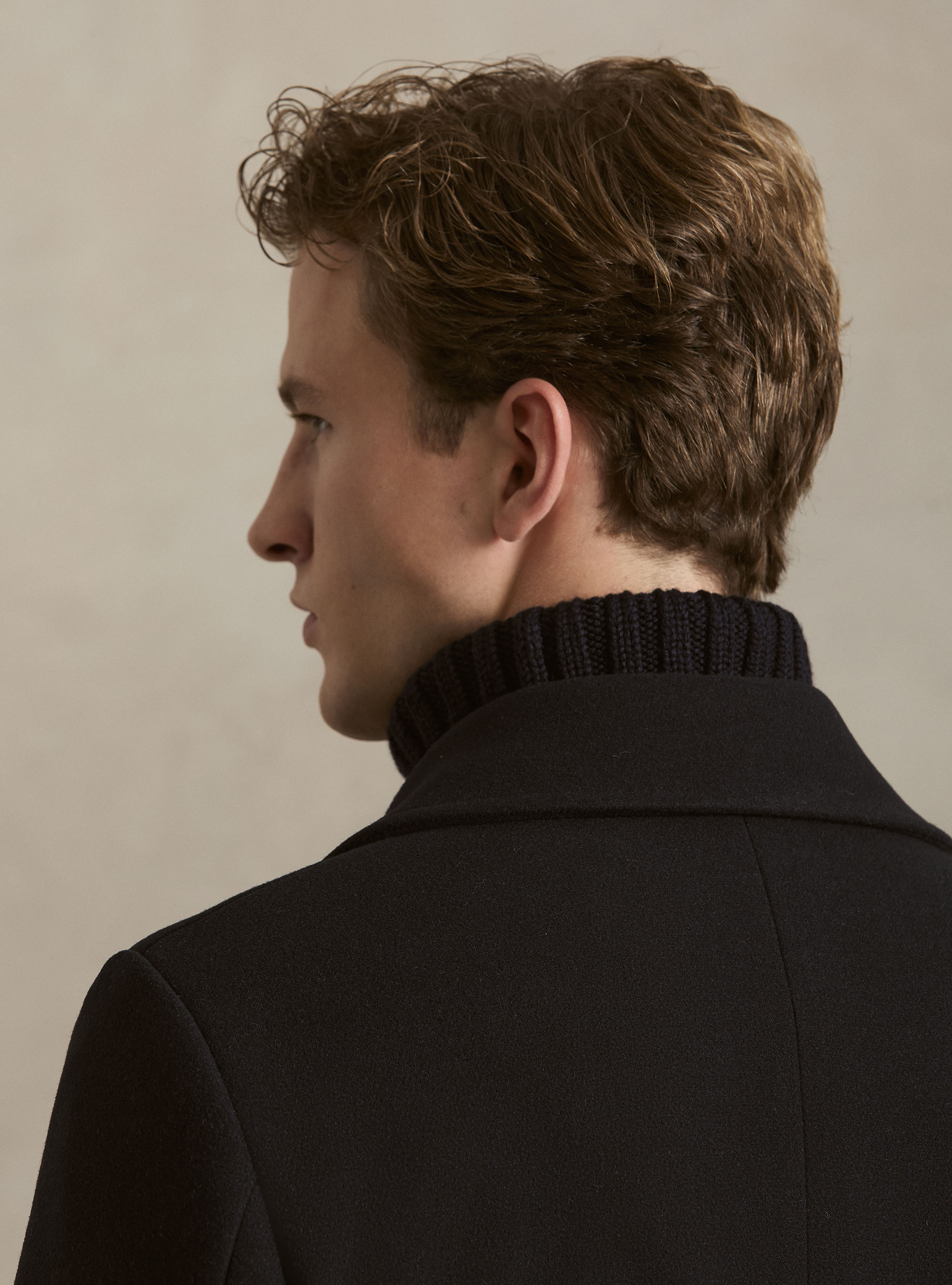 Solid color peacoat, NAVY BLUE