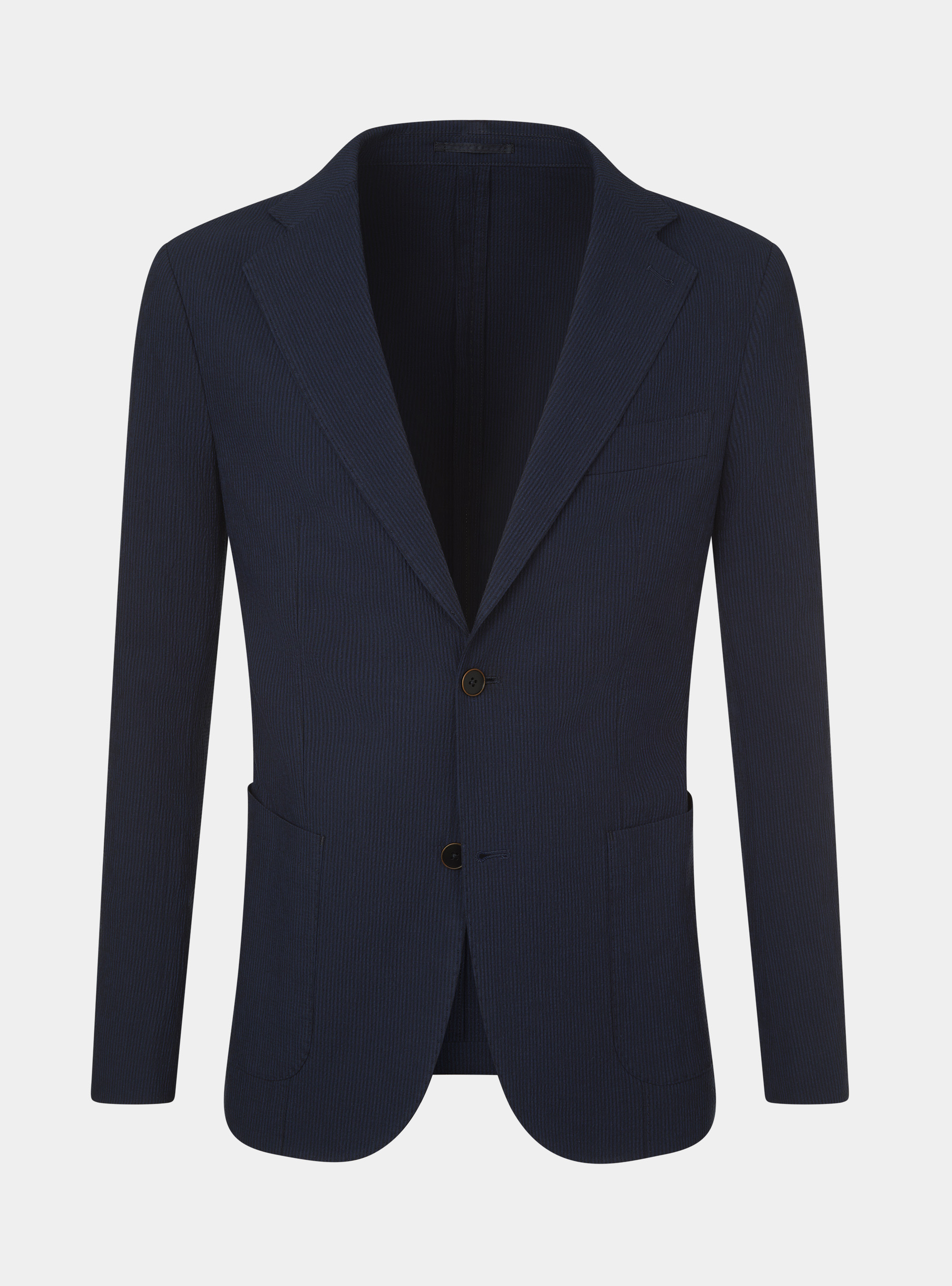 Giacca blue navy in seersucker rigato, BLU NAVY
