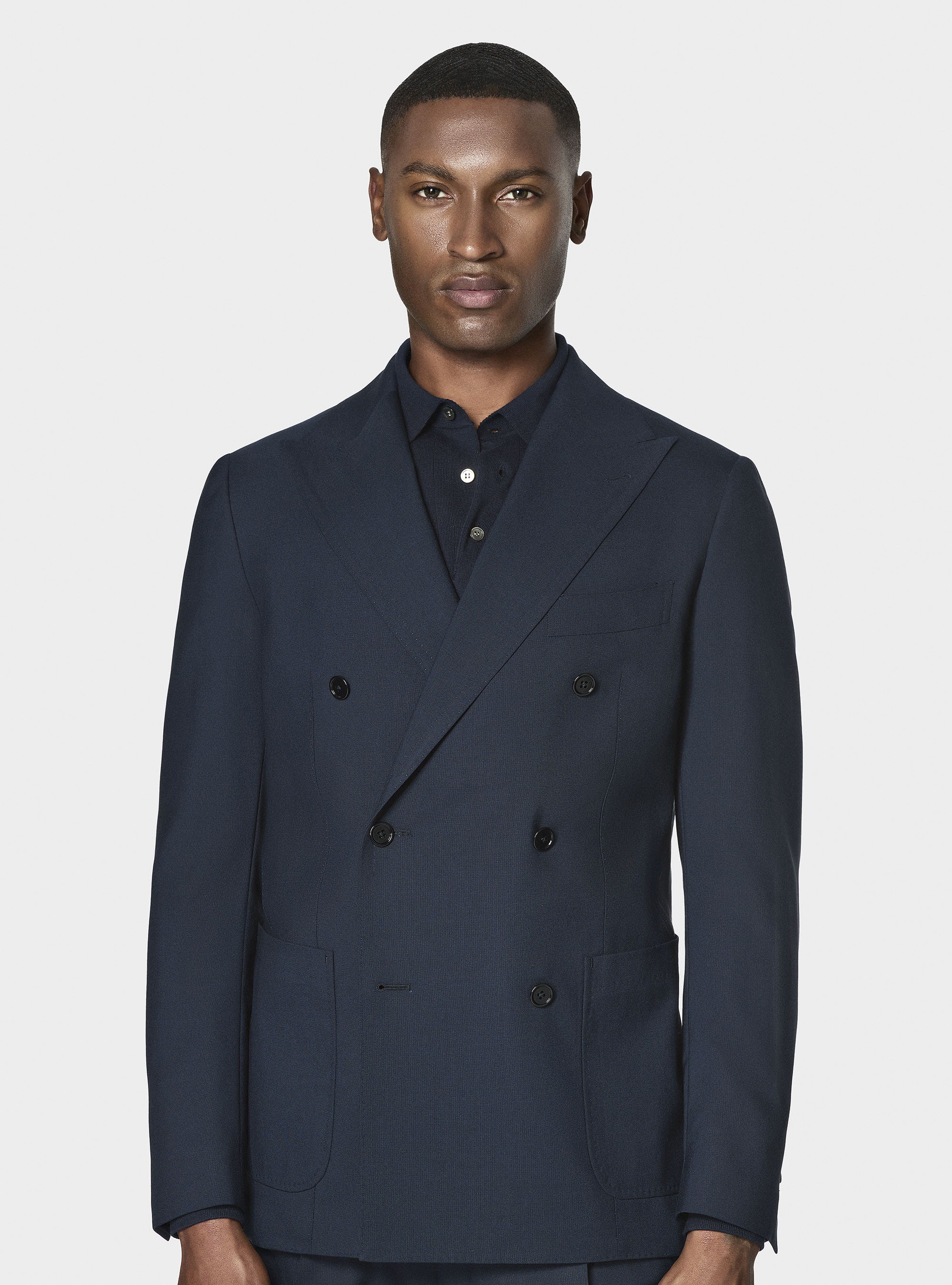 Giacca doppiopetto in pura lana Vitale Barberis Canonico, NAVY