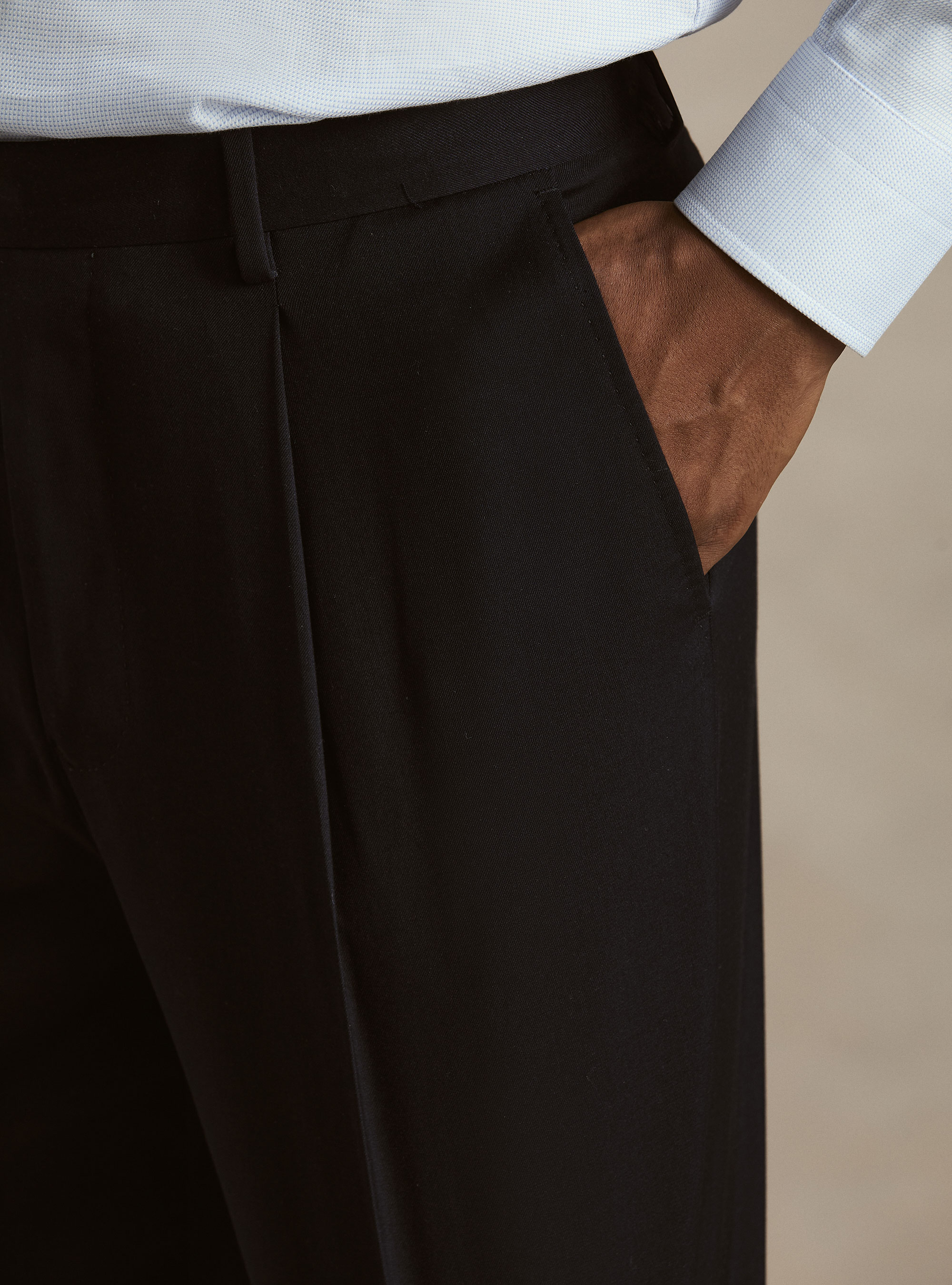 Pantalon large &agrave; pinces, BLEU MARINE