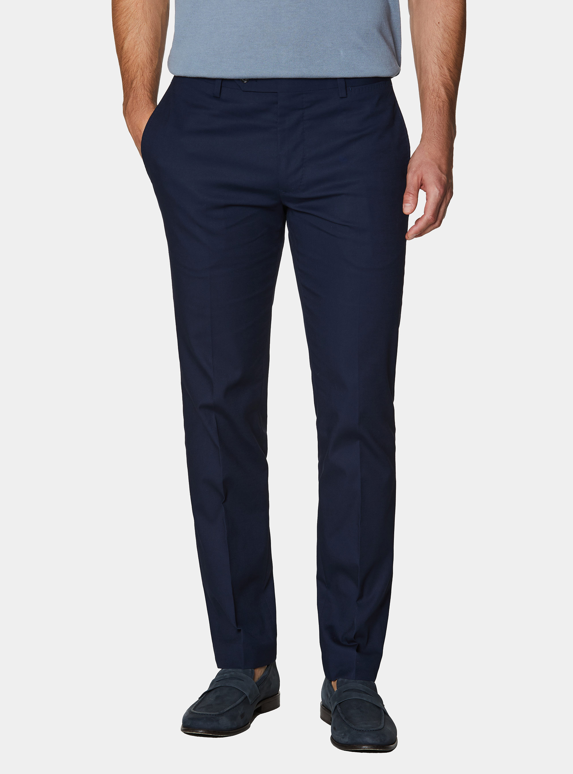 Pantaloni abito in cotone, BLU NAVY