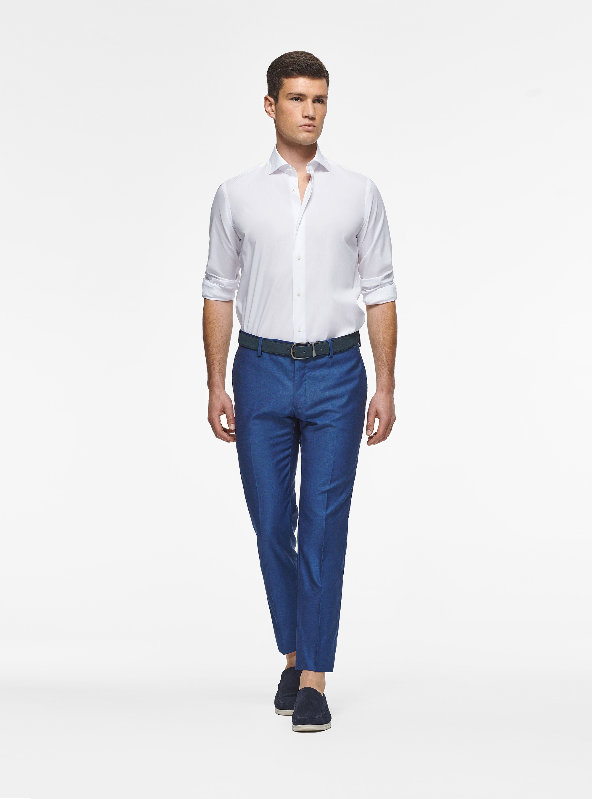 Stretch poplin shirt, WHITE