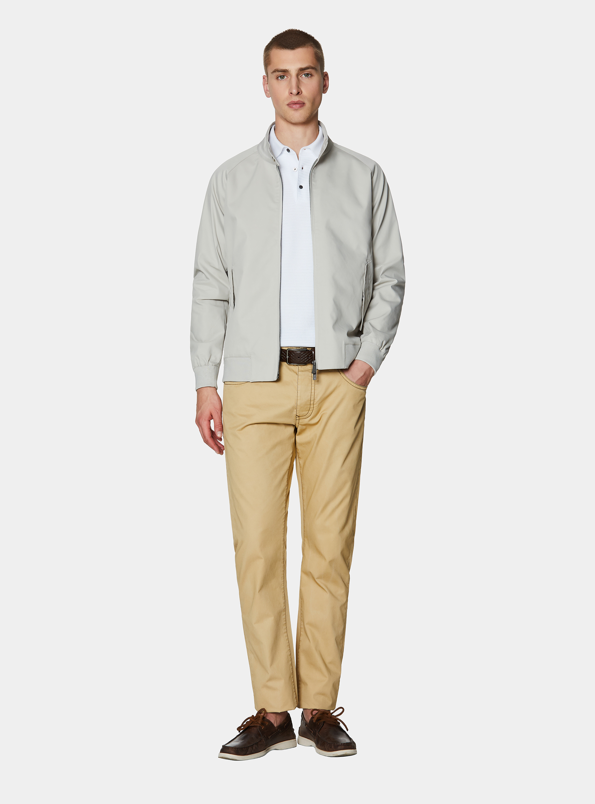 Cotton blend bomber jacket, ECRU