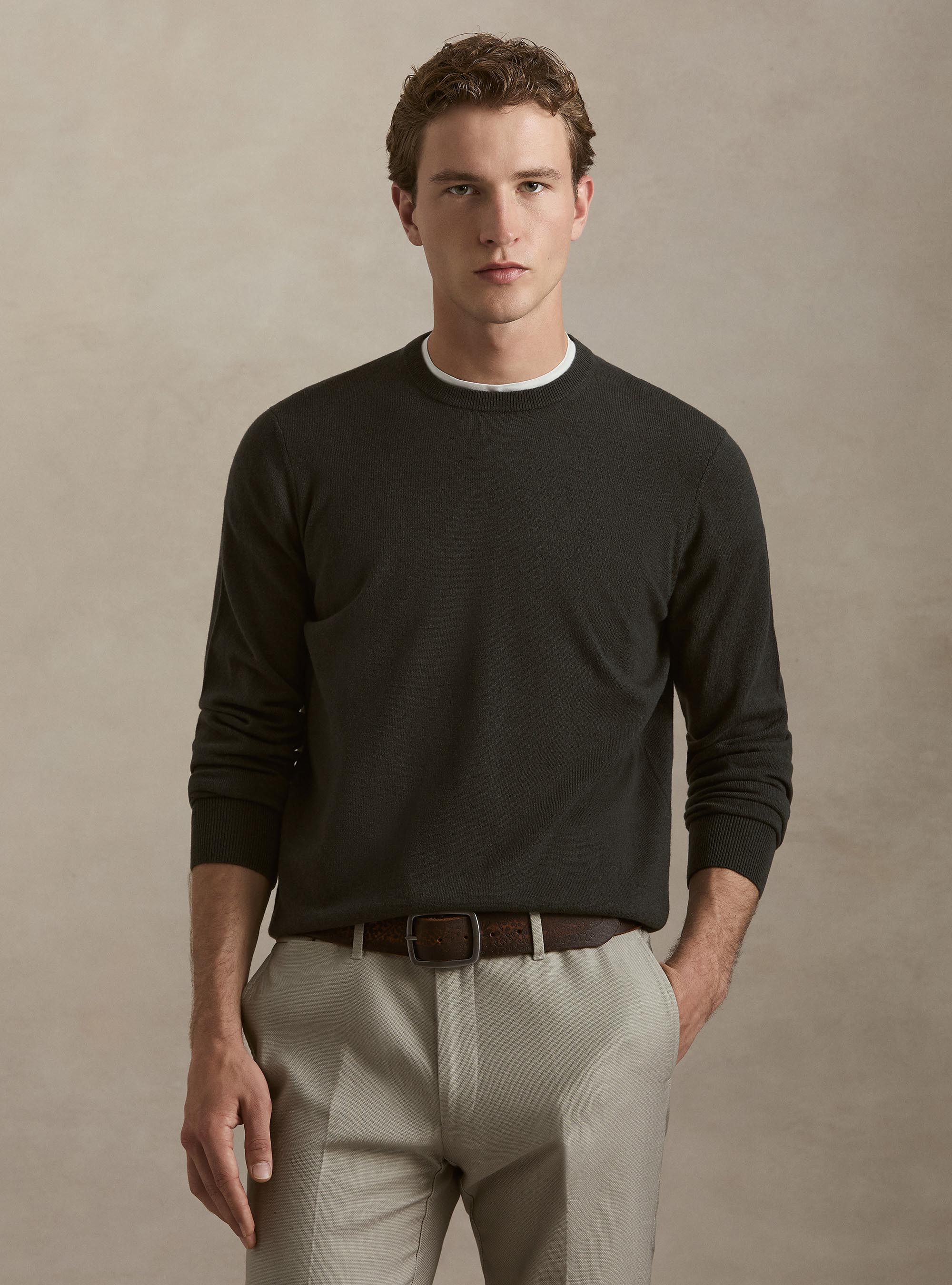 Wool and cashmere blend crewneck sweater, MILITARE 0609C