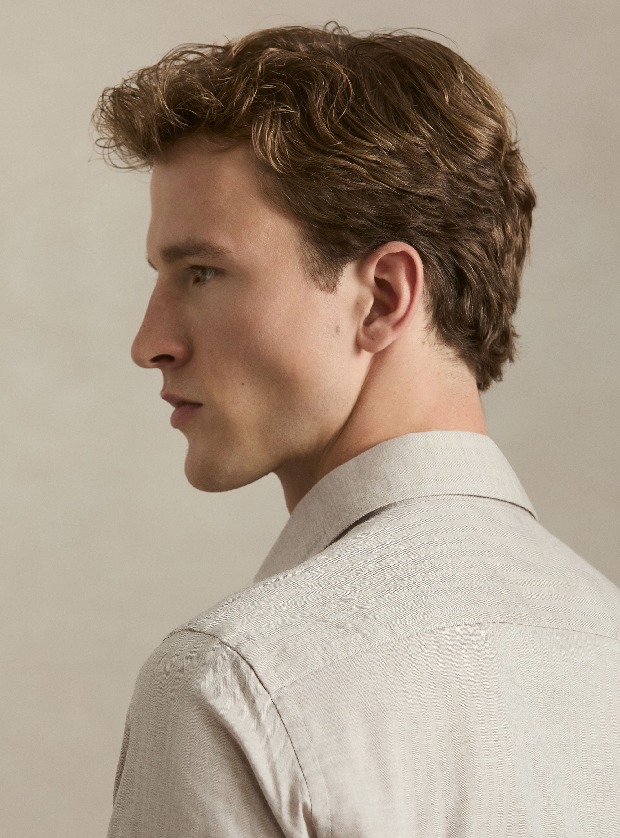 Camicia in flanella di cotone spigato, SABBIA