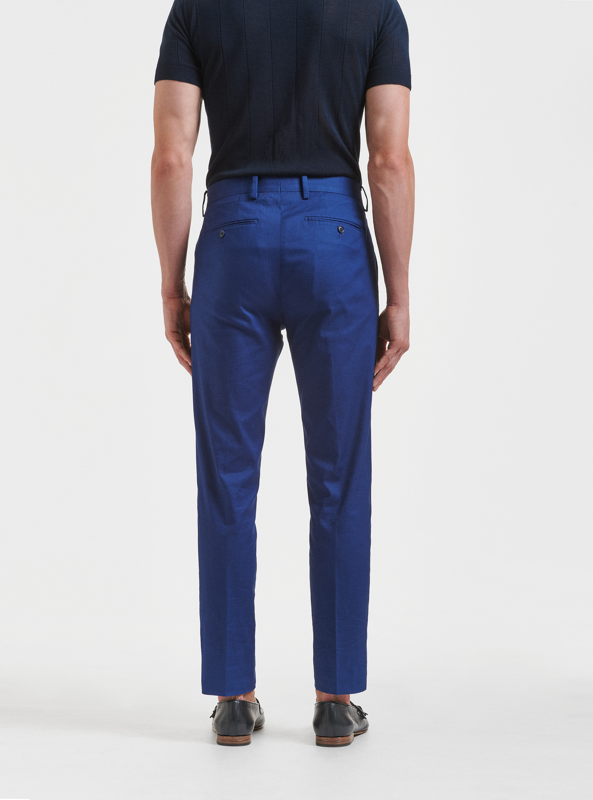 Pantaloni per abito in cotone armaturato, BLU