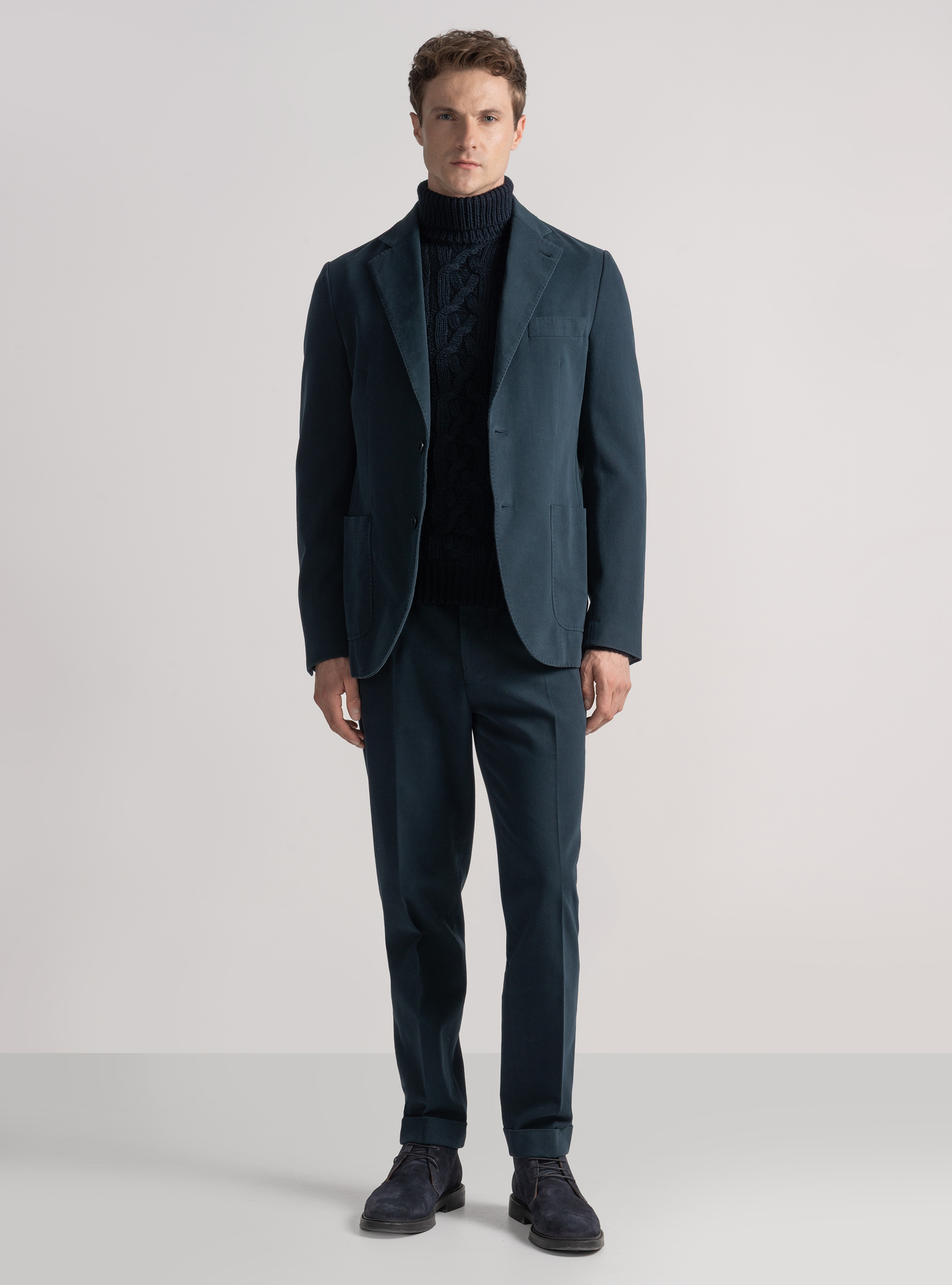 Giacca in cotone e cashmere, BLU NAVY