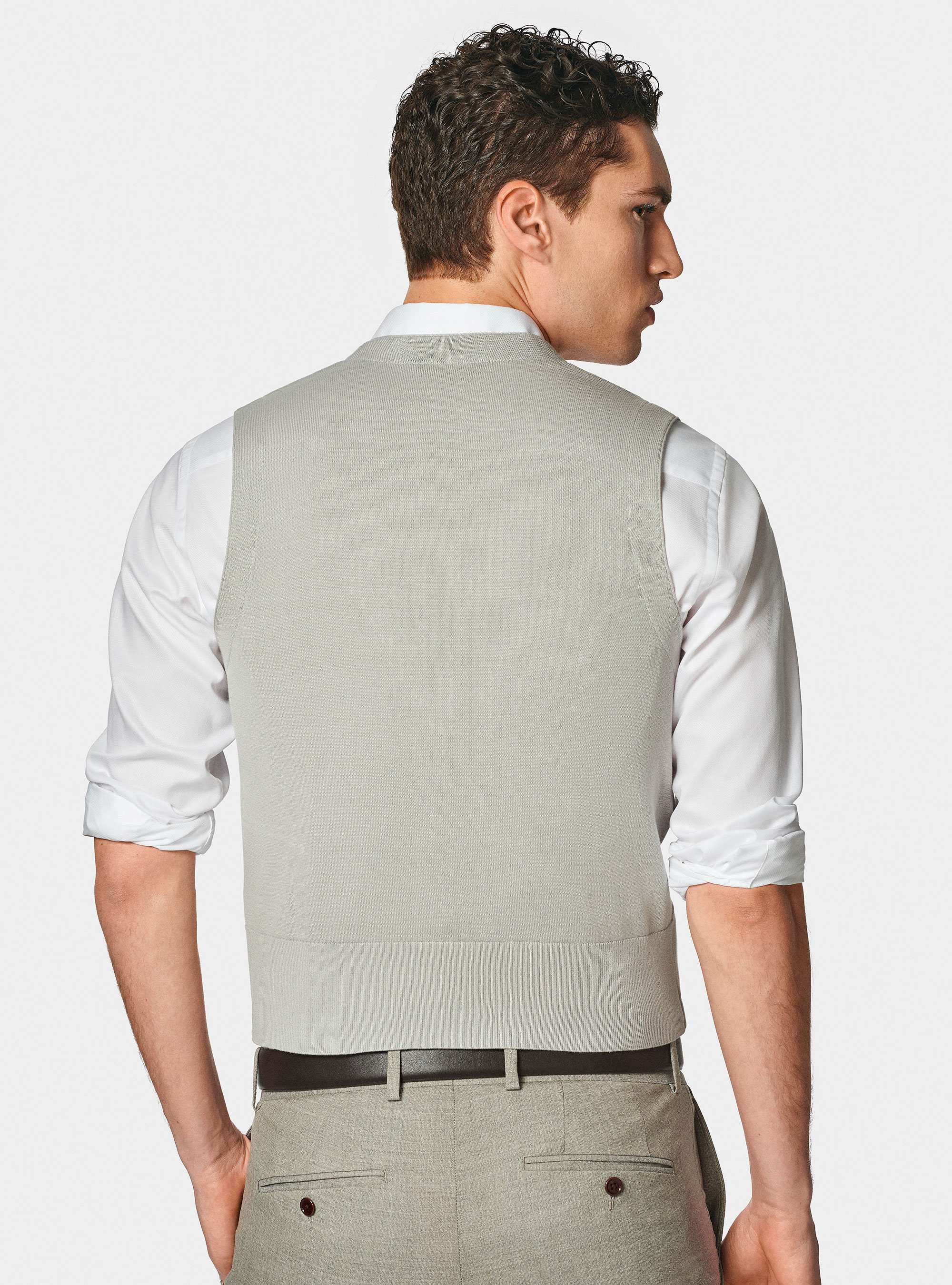 Gilet doppiopetto in maglia di cotone, PERLA 0178C