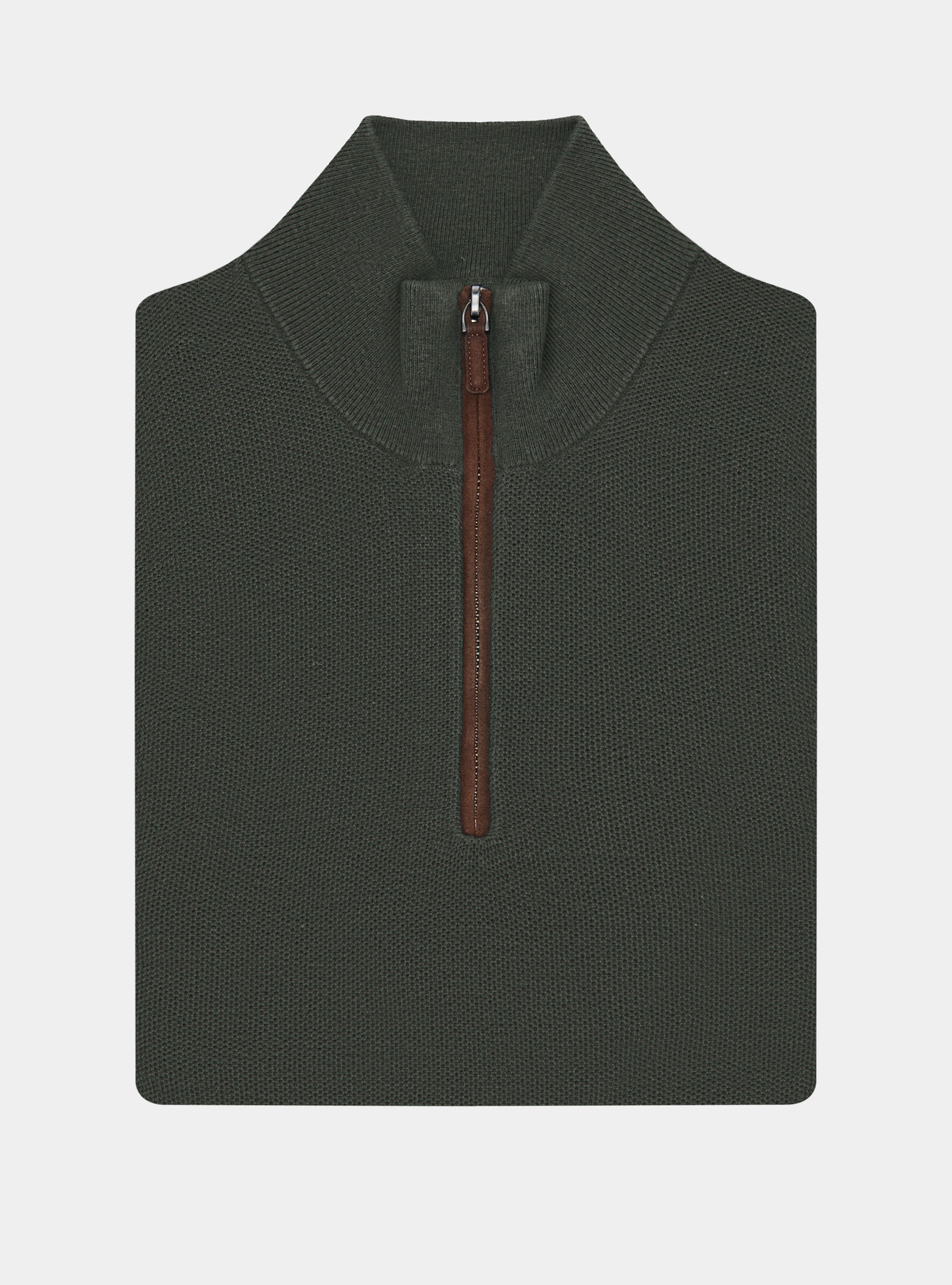 Half-Zip-Pullover aus Baumwolle und Kaschmir mit Wabenstruktur, MILITARE 0609C