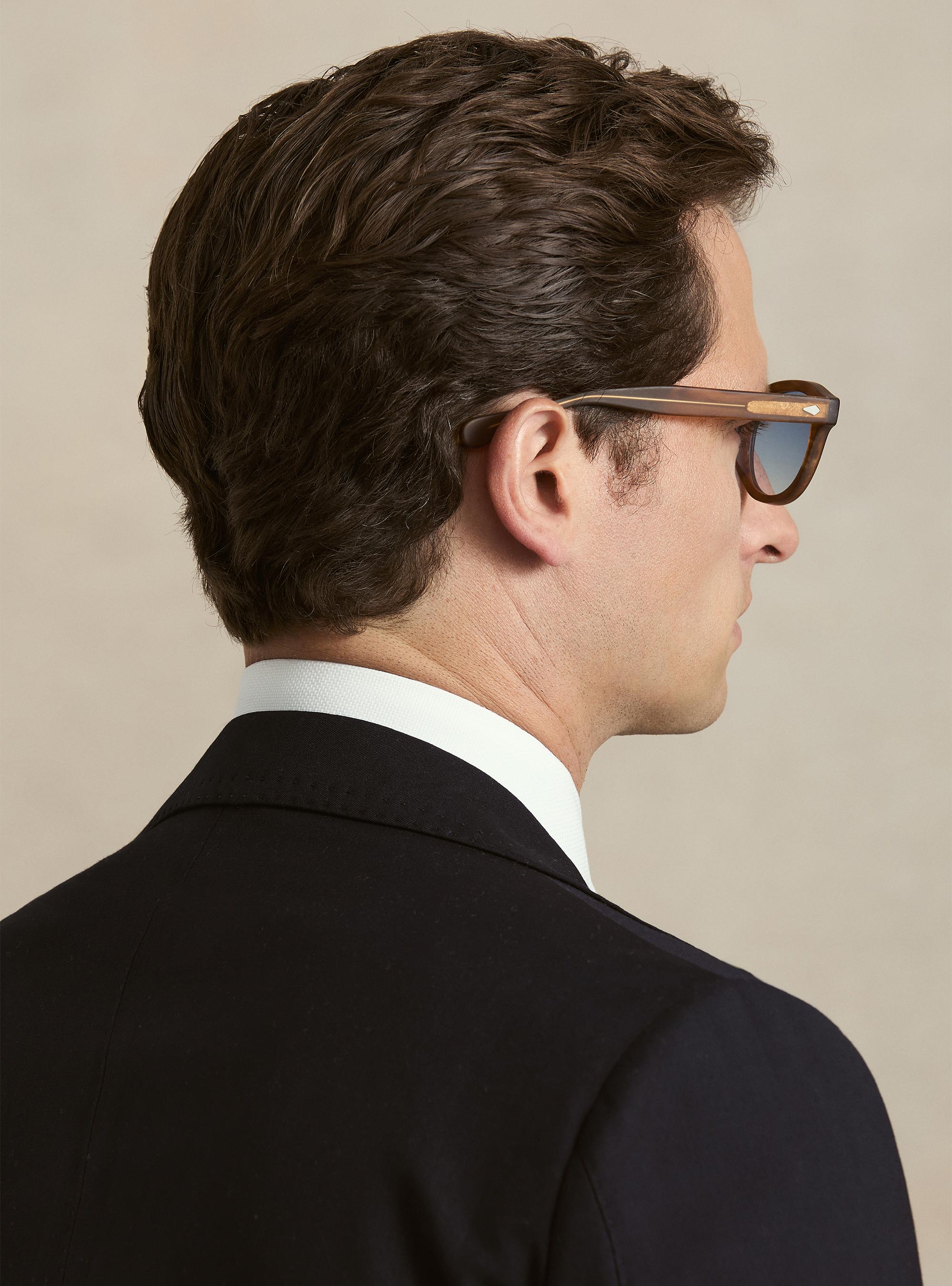 Double-breasted blazer in stretch fabric, NAVY BLUE