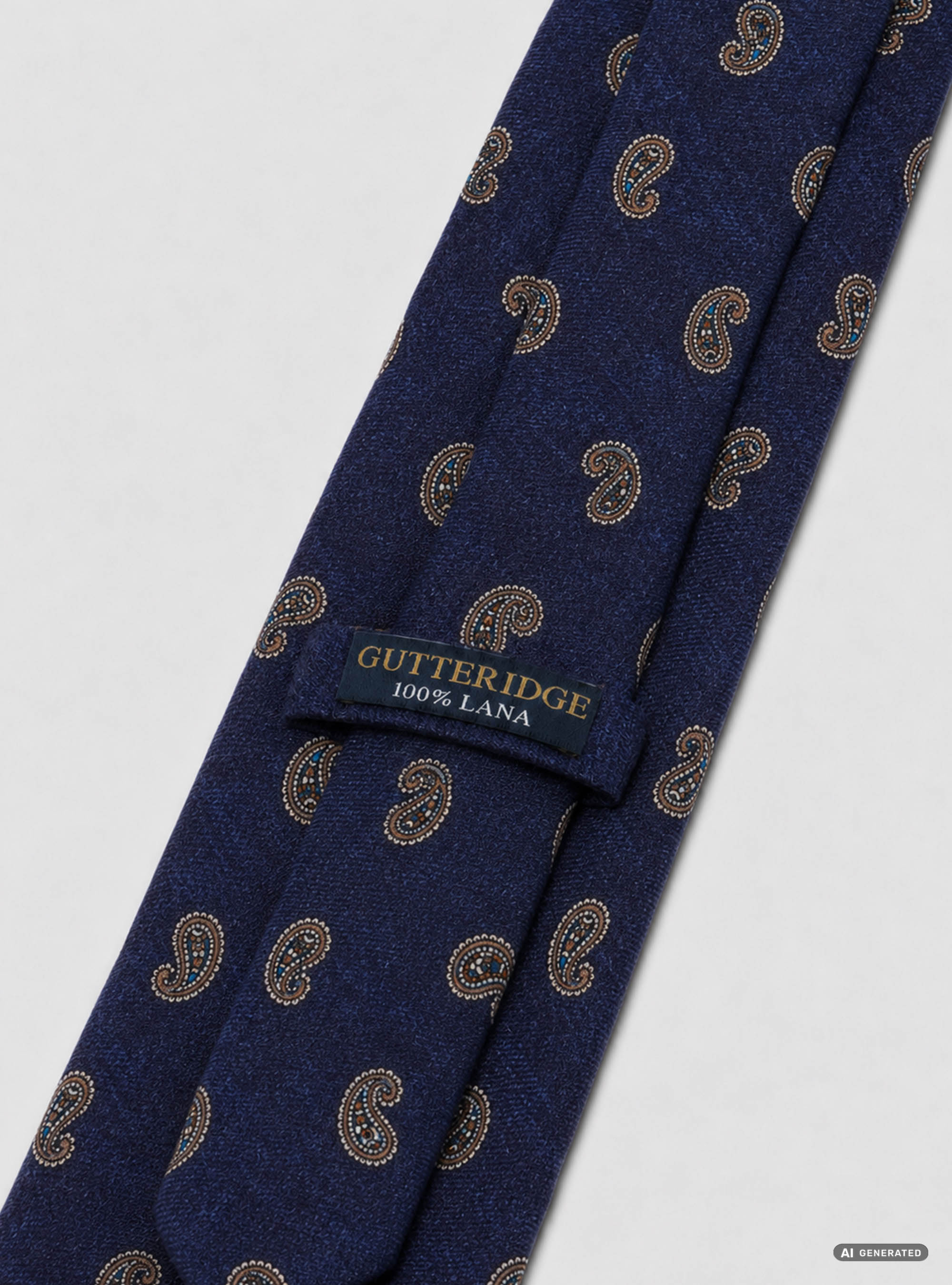 Cravatta in lana stampata fantasia paisley, BLU NAVY