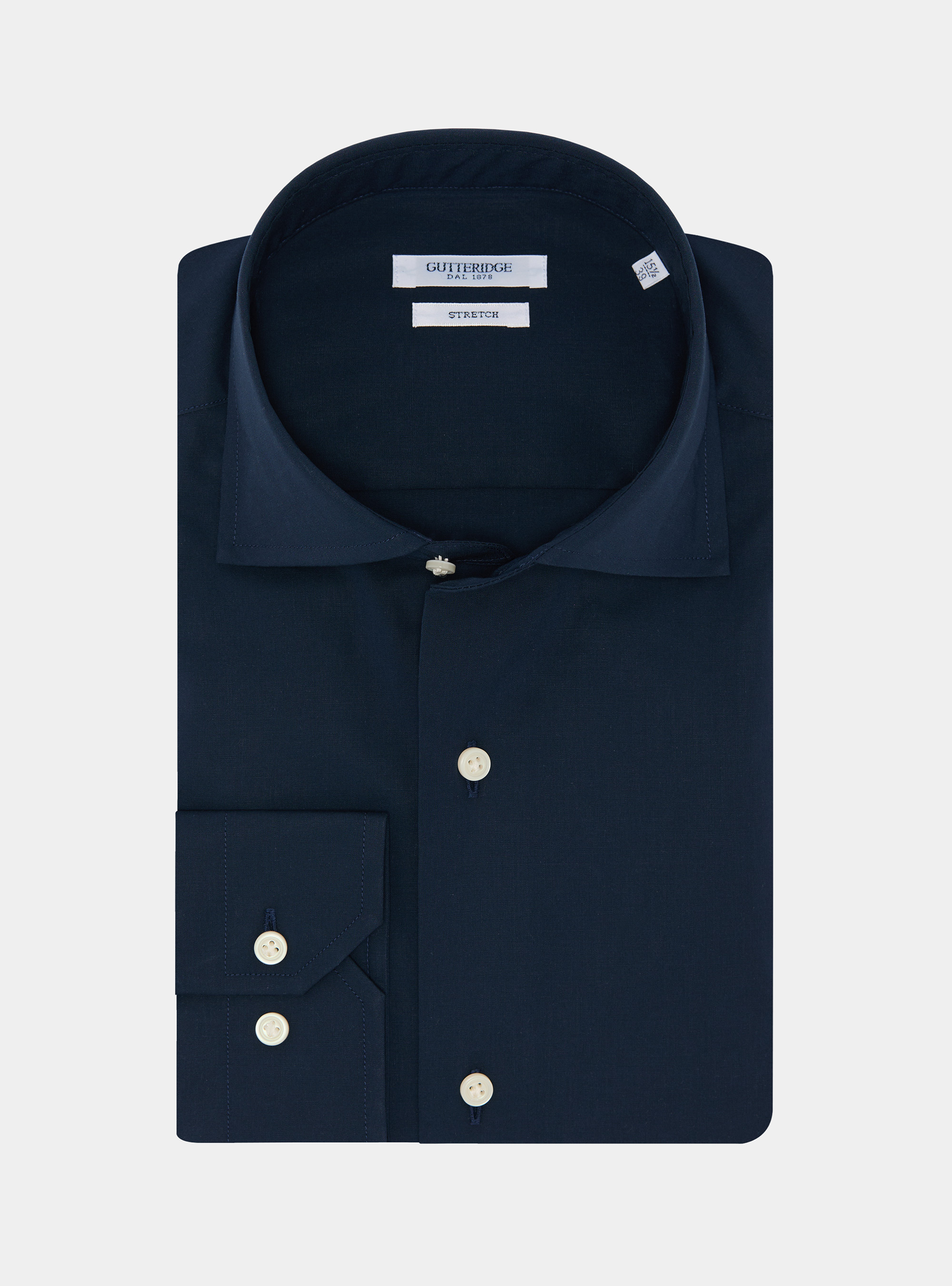 Camisa de popel&iacute;n de algod&oacute;n el&aacute;stico, AZUL MARINO