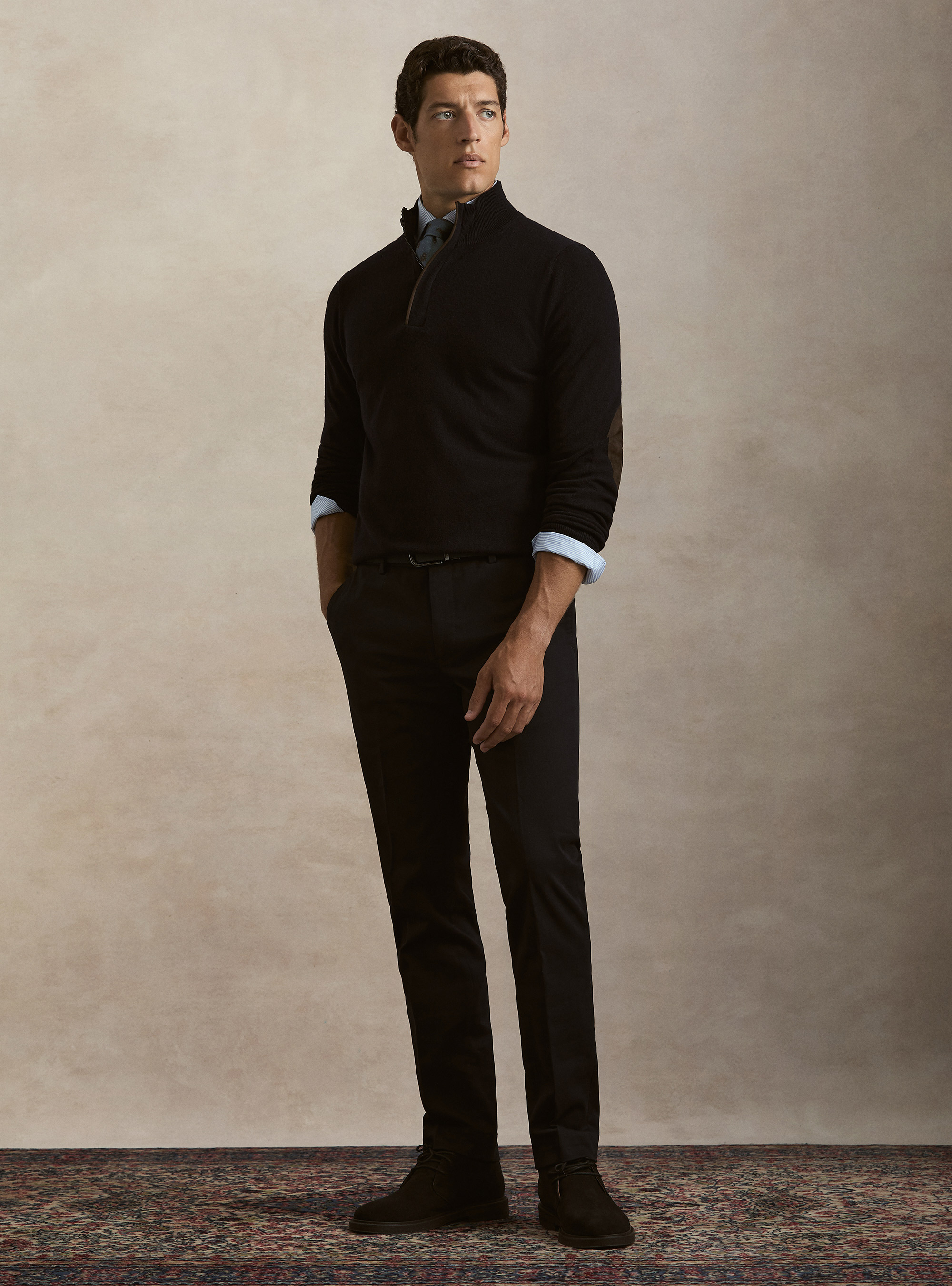 Brushed cotton trousers, NAVY BLUE