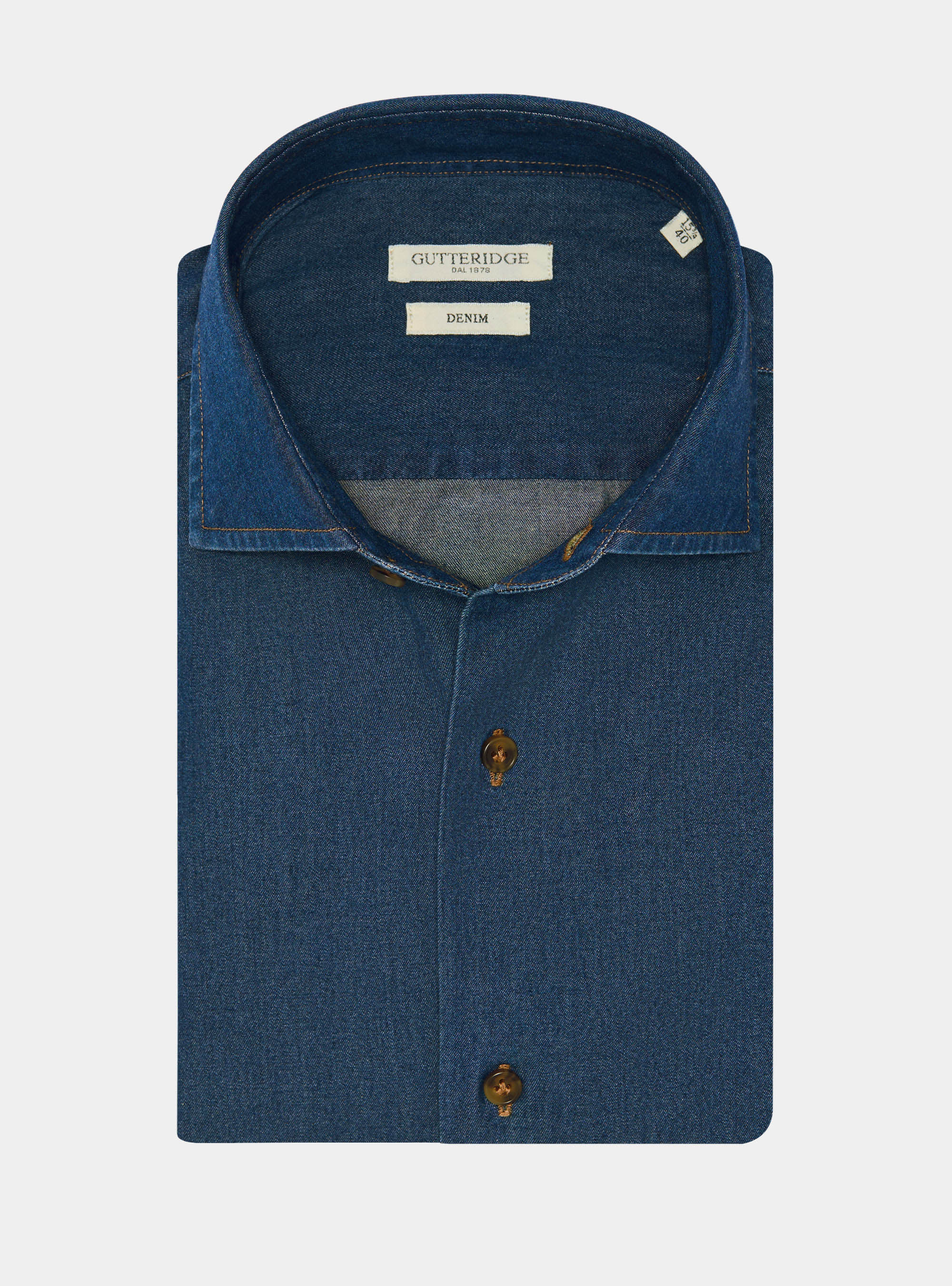 Camicia in cotone chambray, BLU NAVY