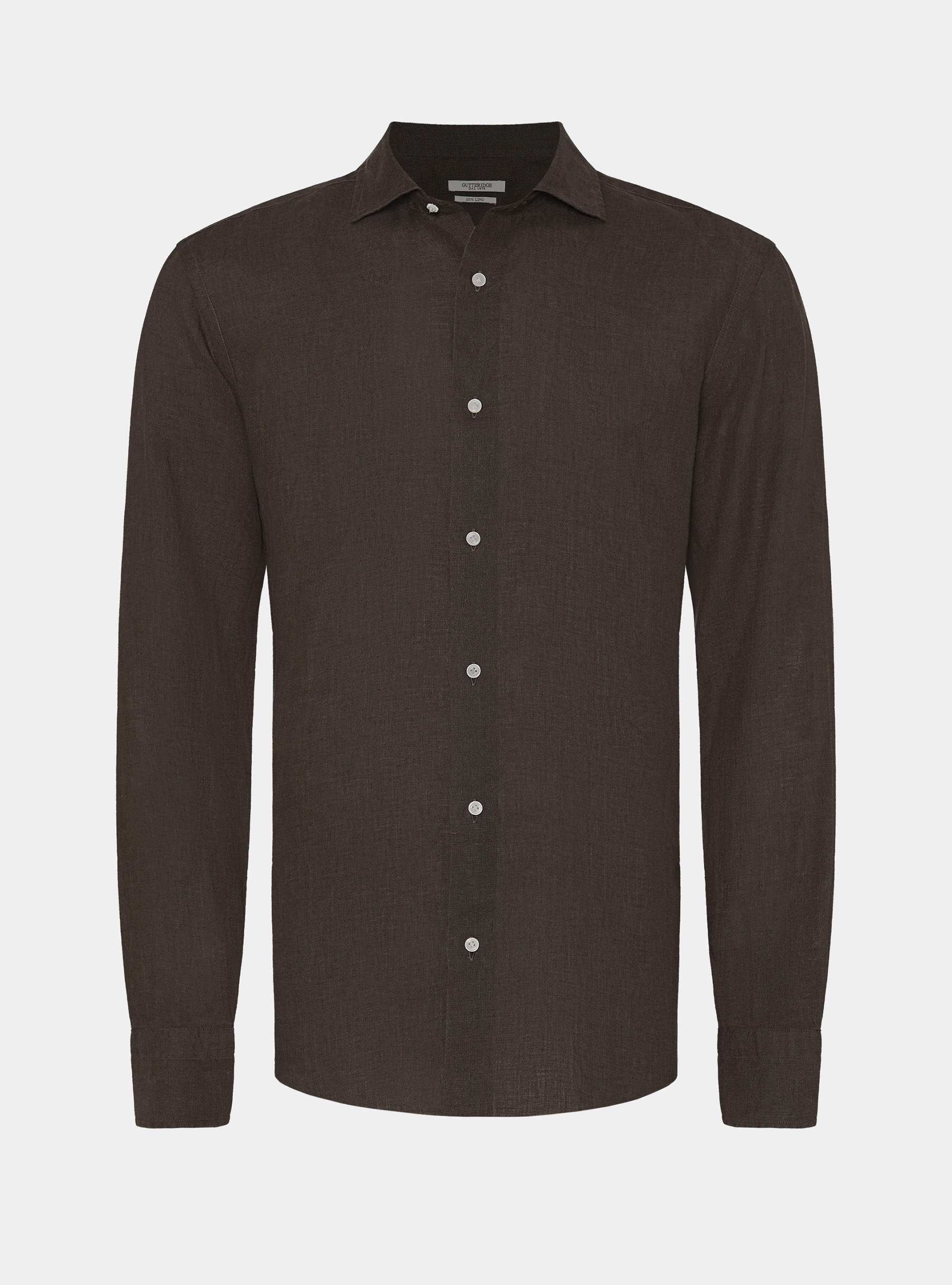 Camisa de lino puro, MARRON