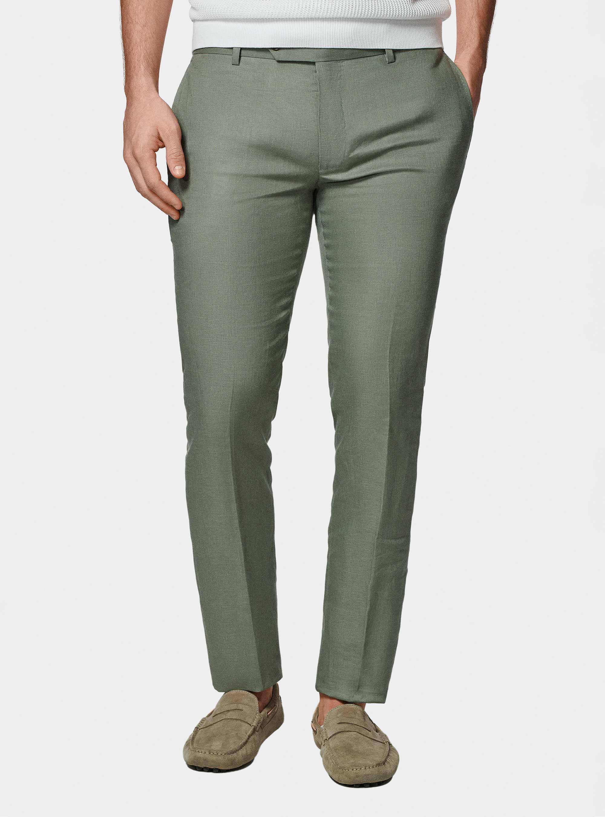 Pure linen suit trousers, SALVIA 0602C