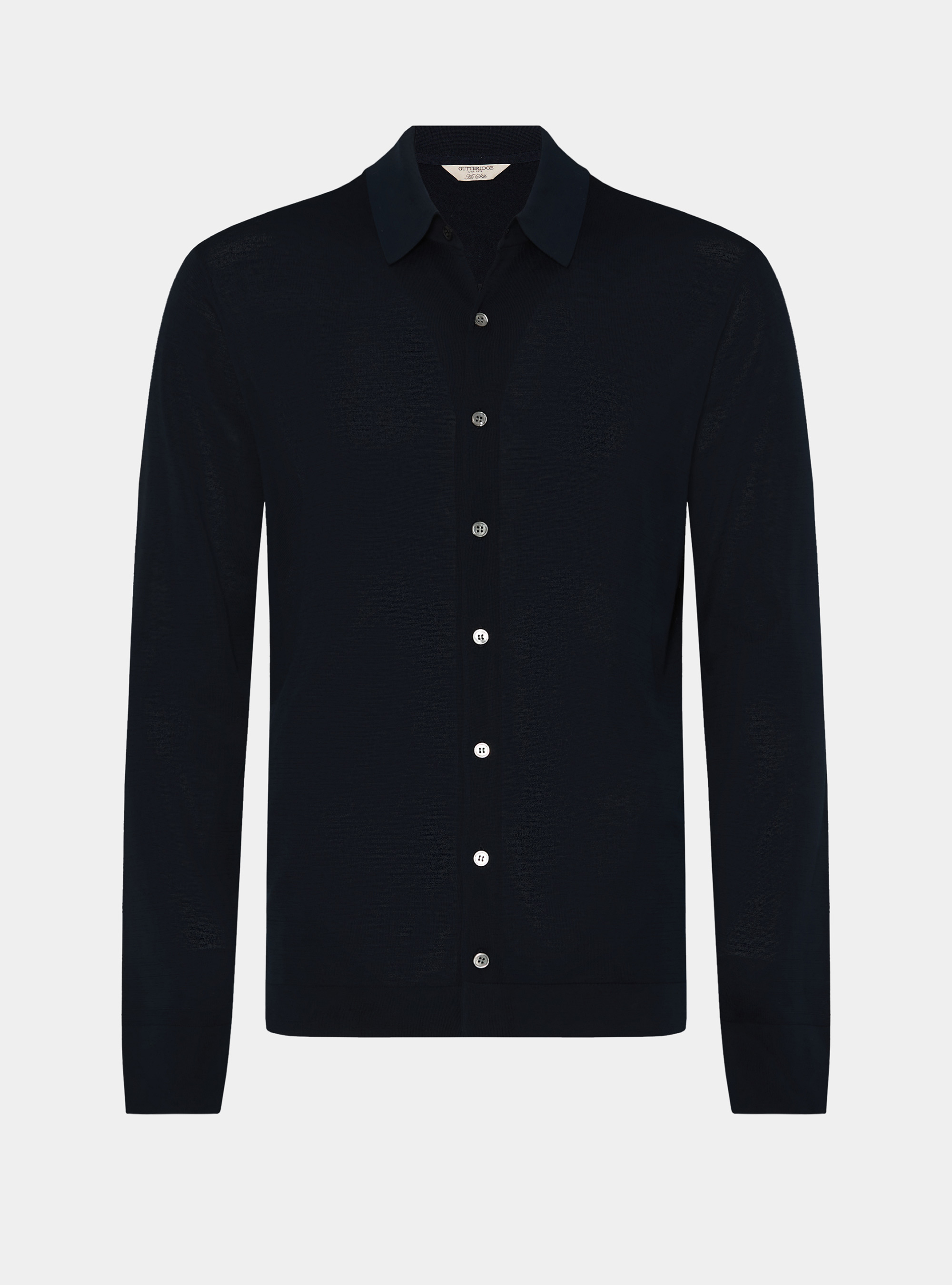 Cotton and silk polo shirt, NAVY BLUE
