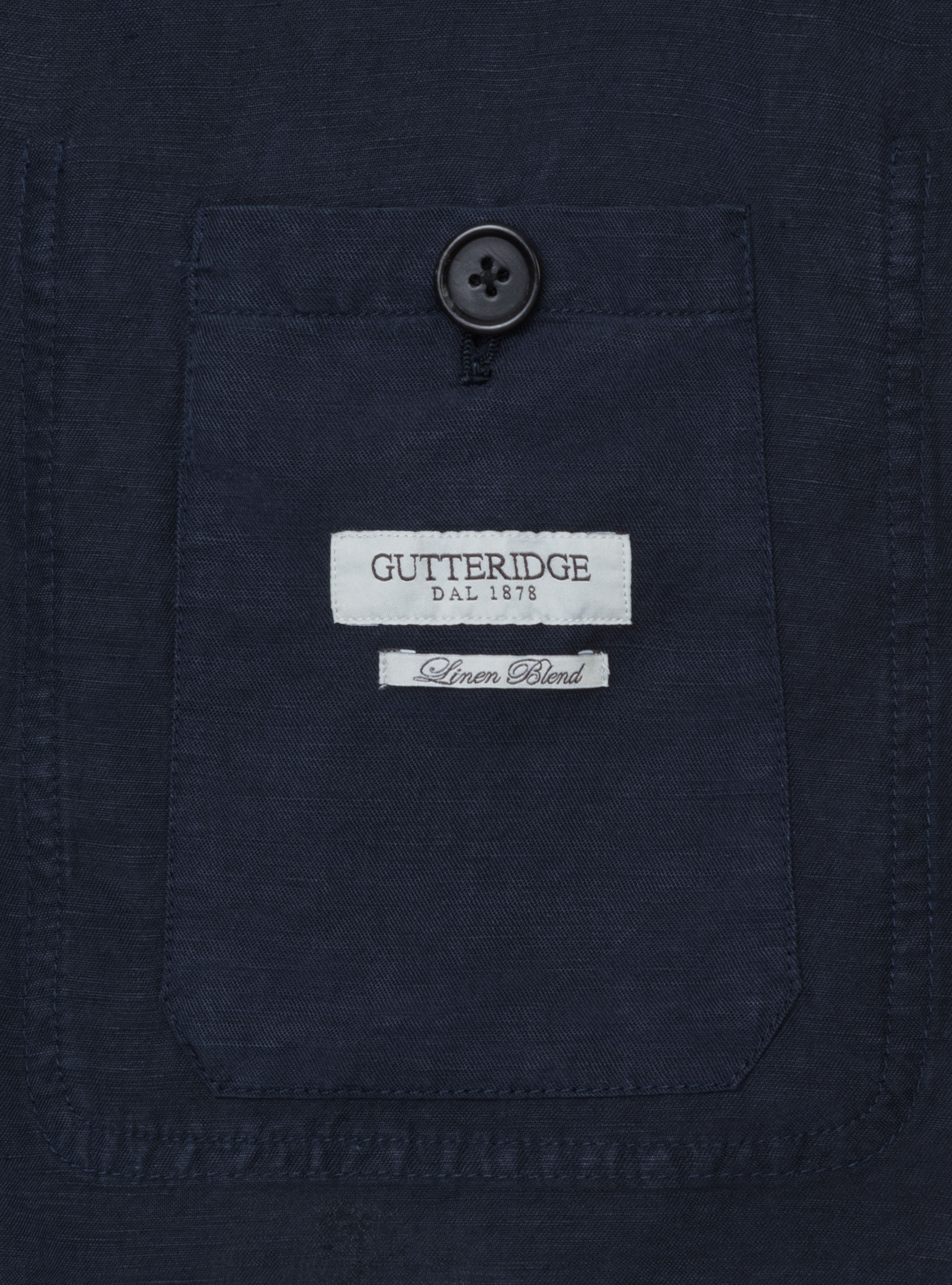 Giacca camicia in misto lino, BLU NAVY