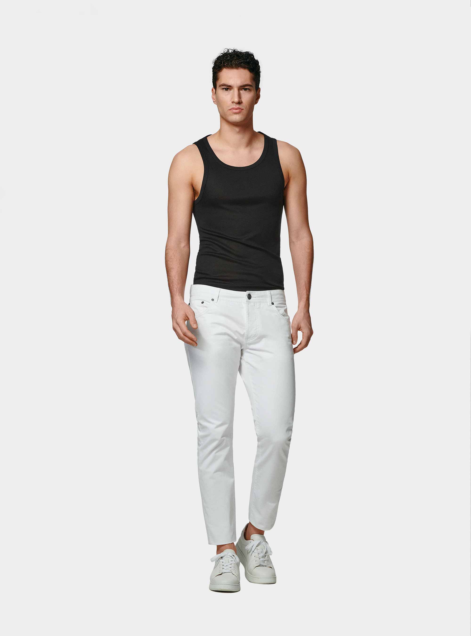 Cotton thread tank top, BLACK