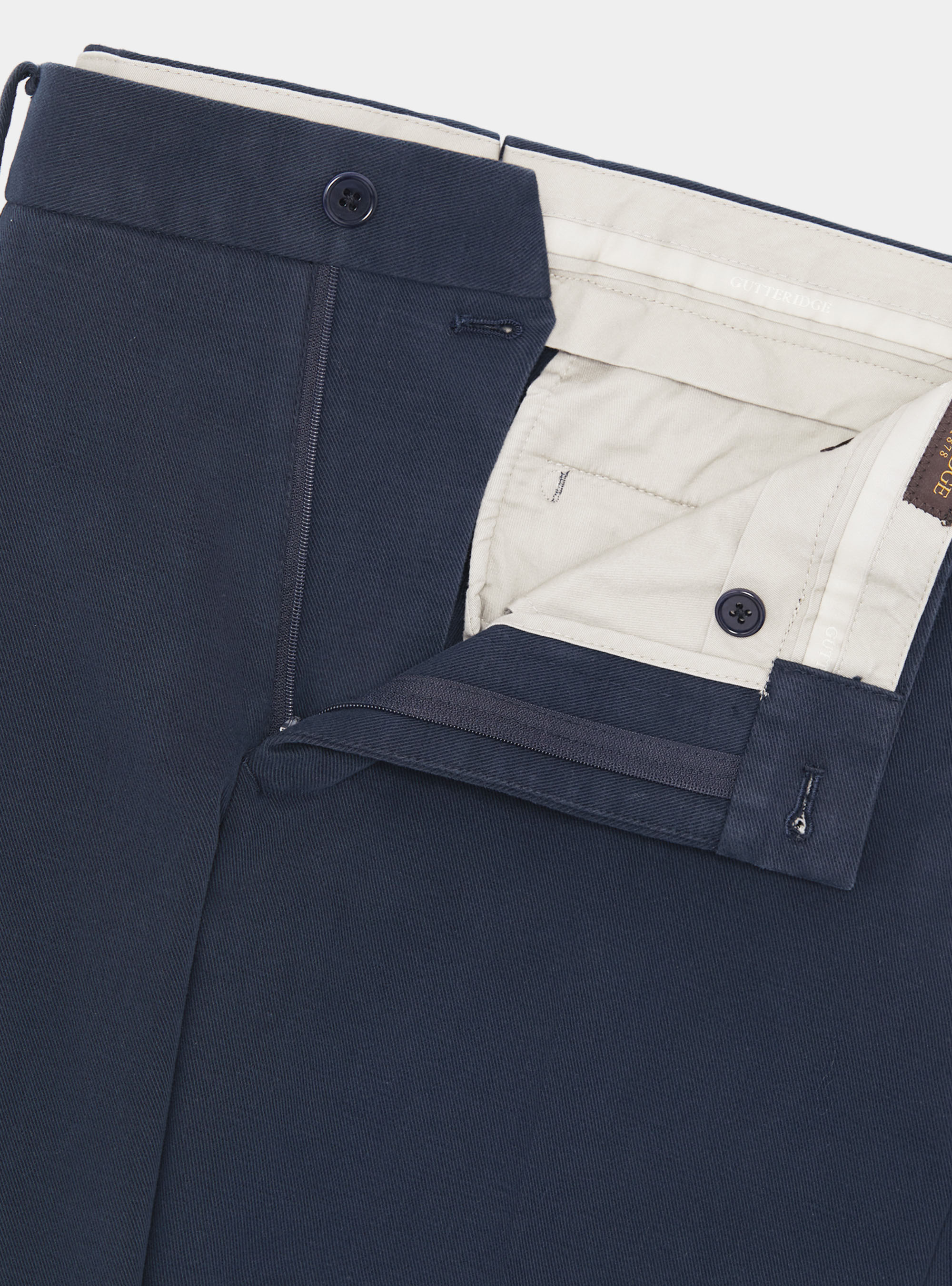 Pantaloni in twill di cotone e cashmere, BLU NAVY