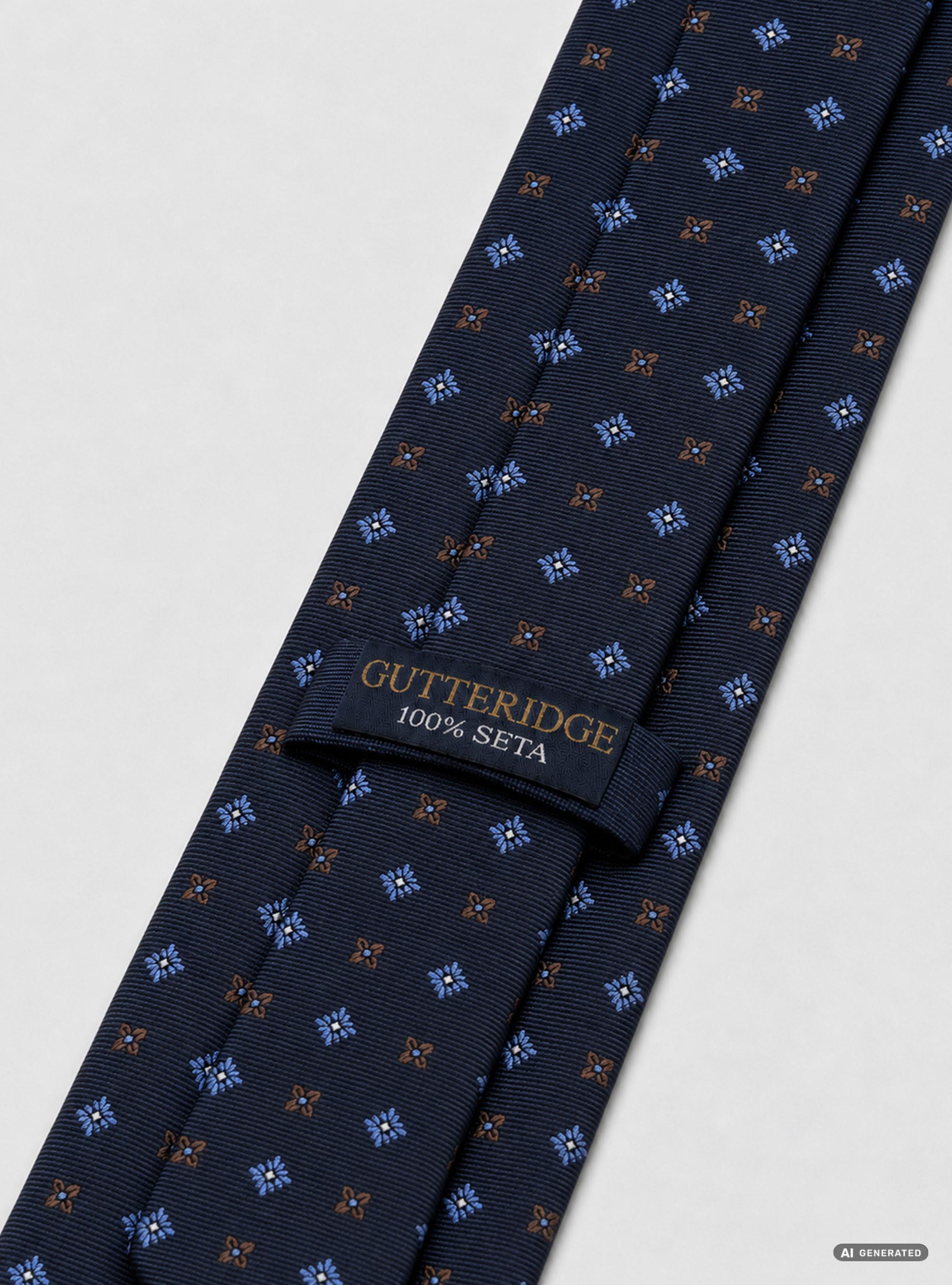 Corbata de seda jacquard con microestampado floral, AZUL MARINO