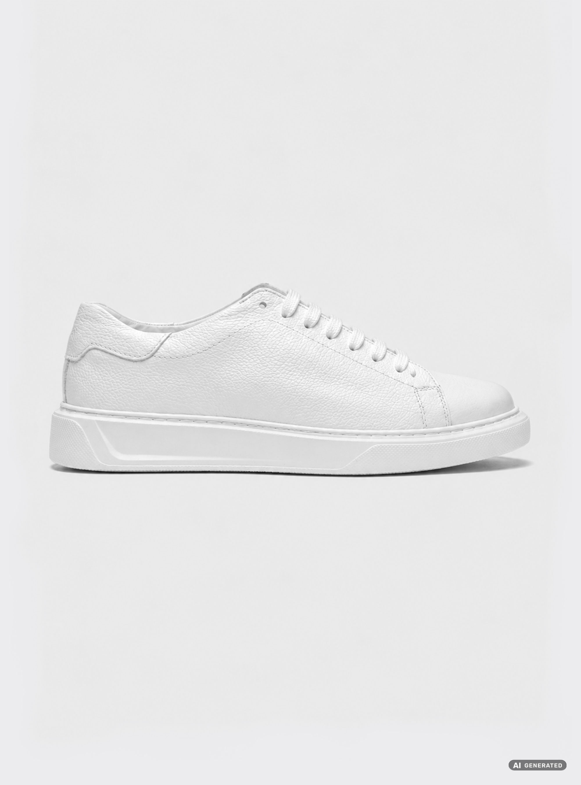 Textured leather sneakers, WHITE