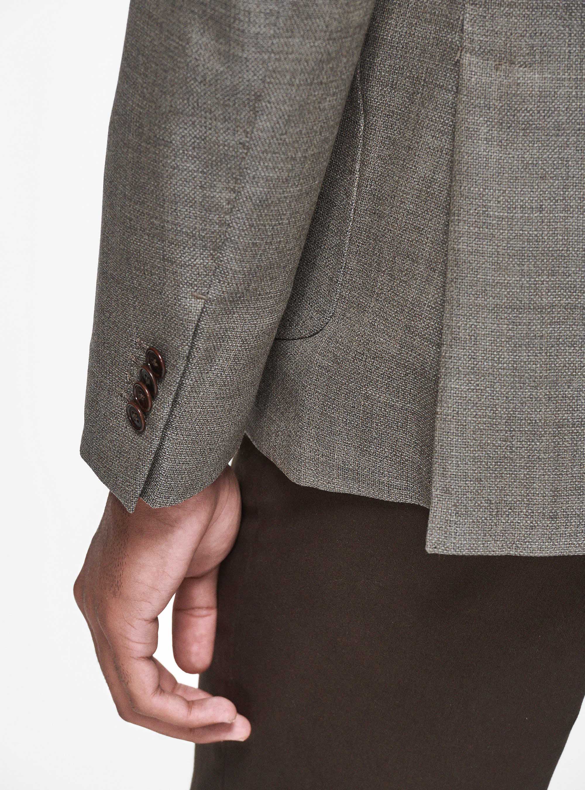 Giacca in lana micro texture, FANGO