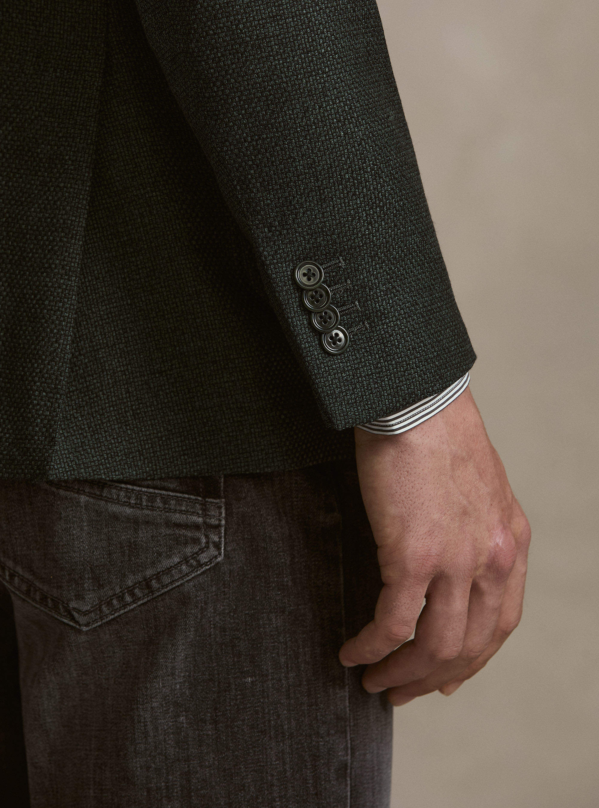 Wool Hopsack Blazer, GREEN