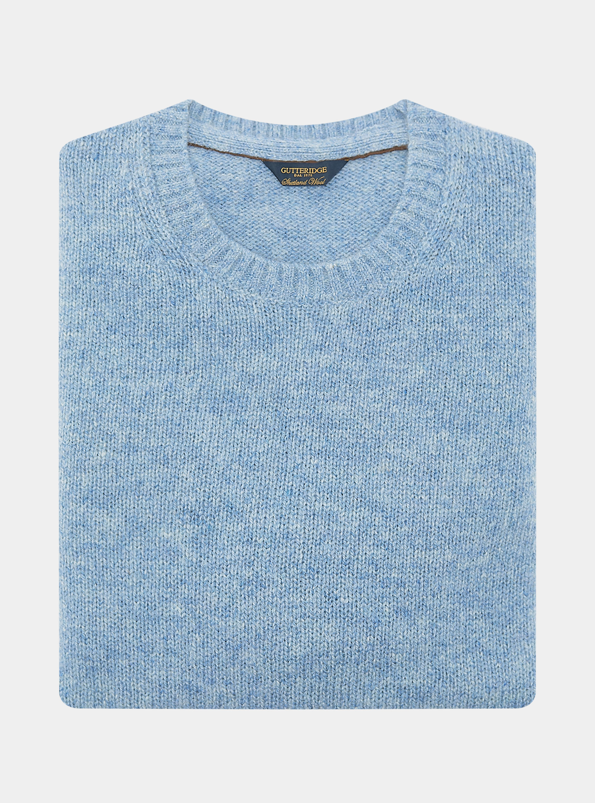 Maglia girocollo in lana shetland, AZZURRO