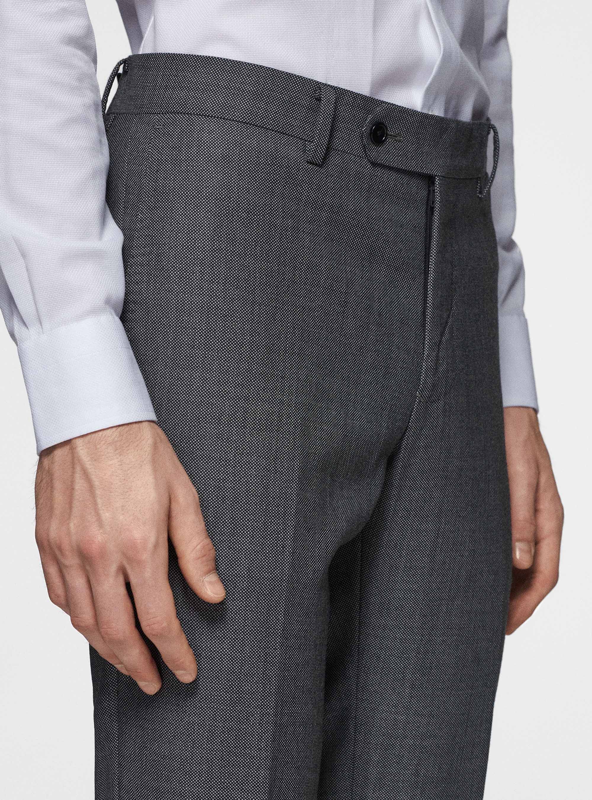 Trousers in pure wool partridge eye, GREY