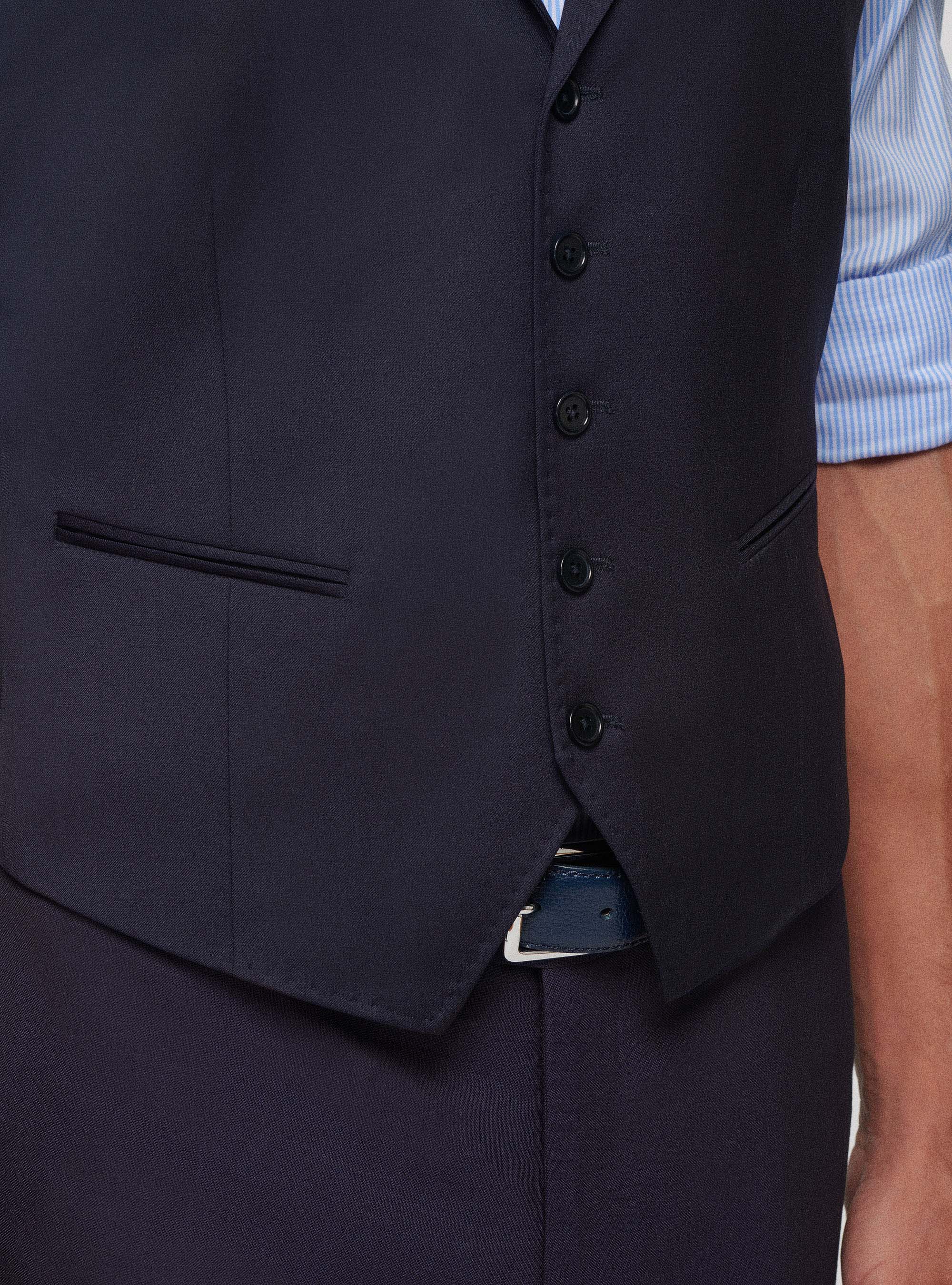 Reda 110's Superfine Wool Vest, NAVY BLUE