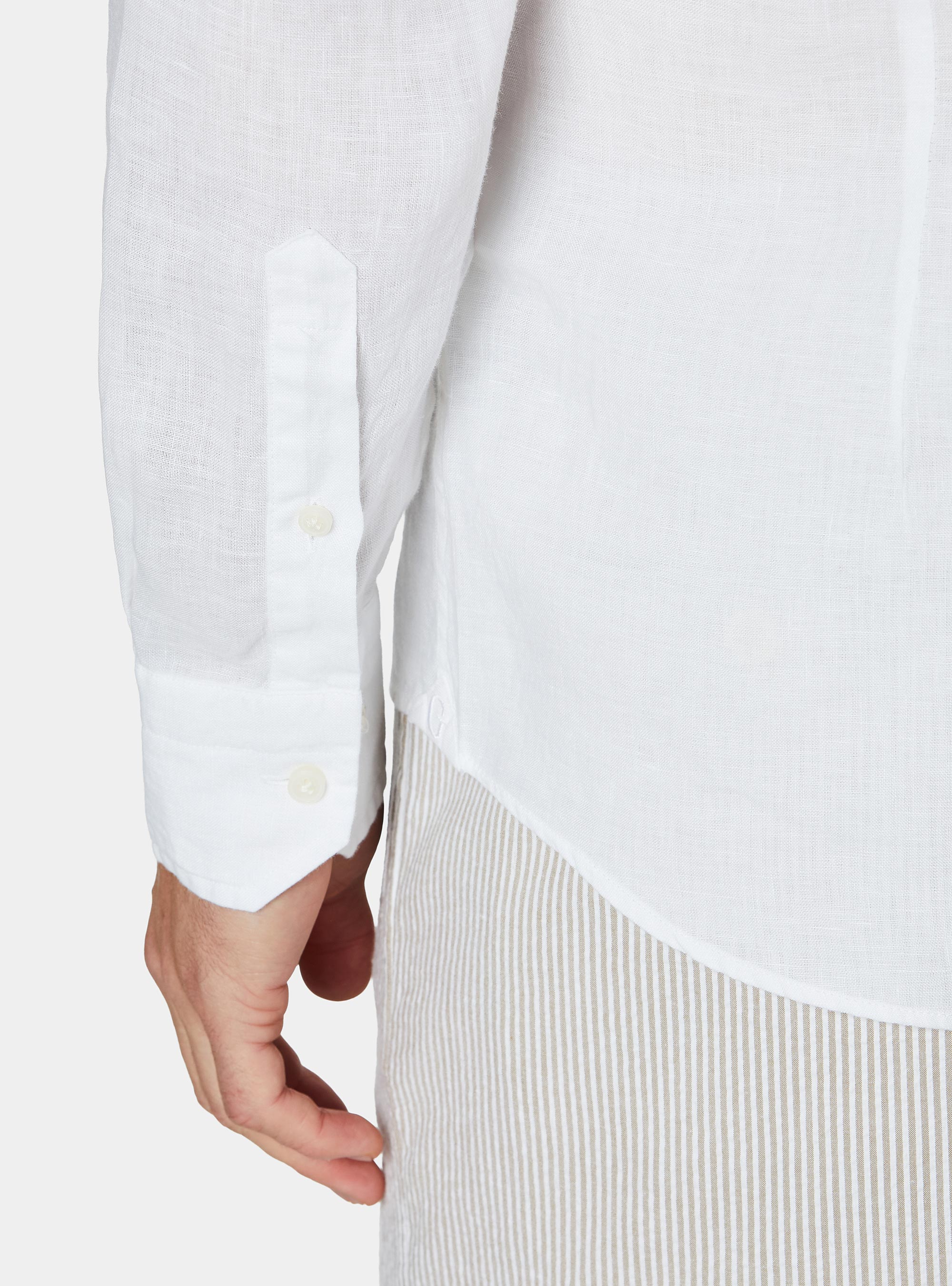 Chemise cor&eacute;enne en pur lin, BLANC