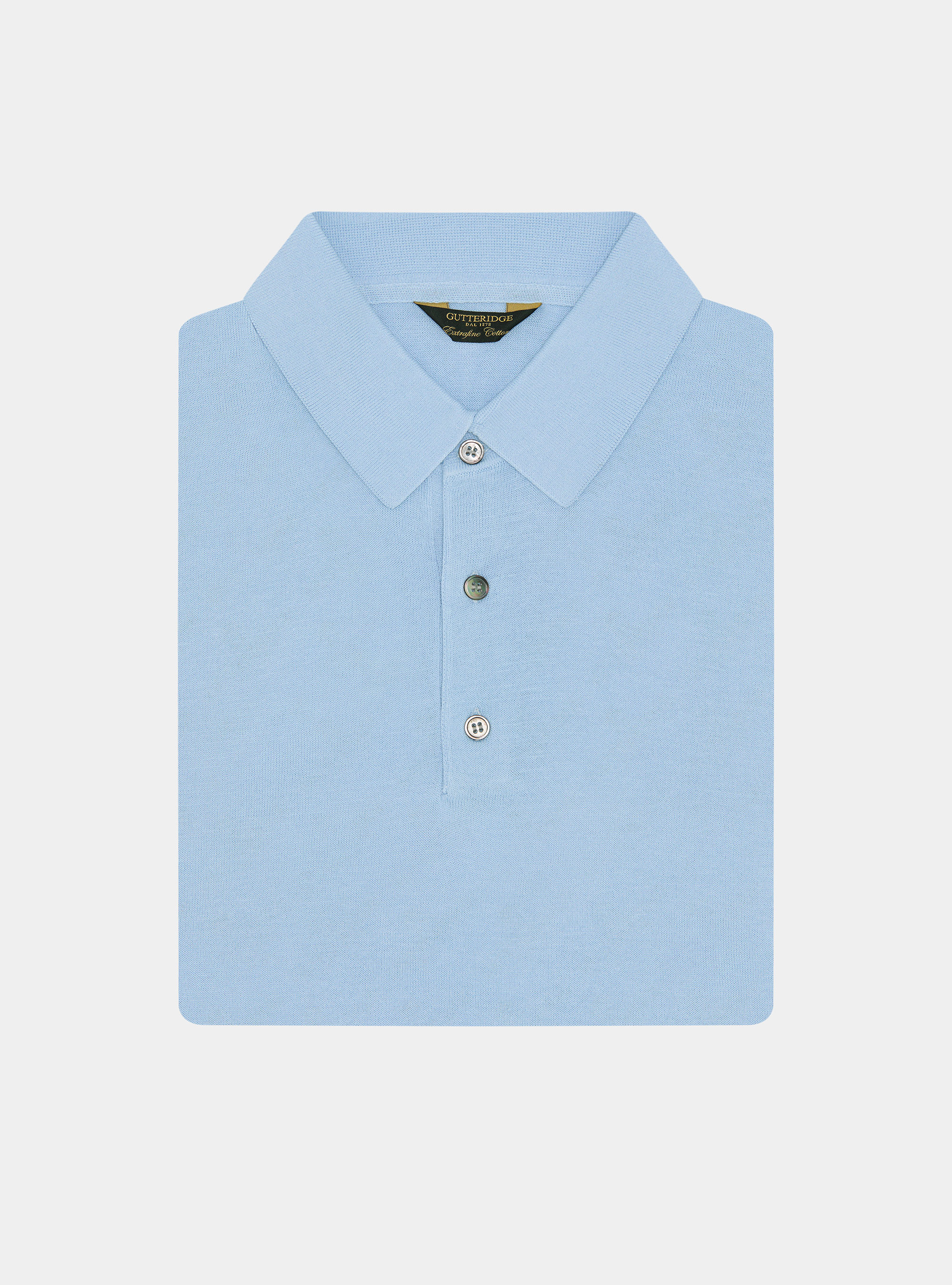 Extra-fine cotton knit polo shirt, 0266C AZZURRO