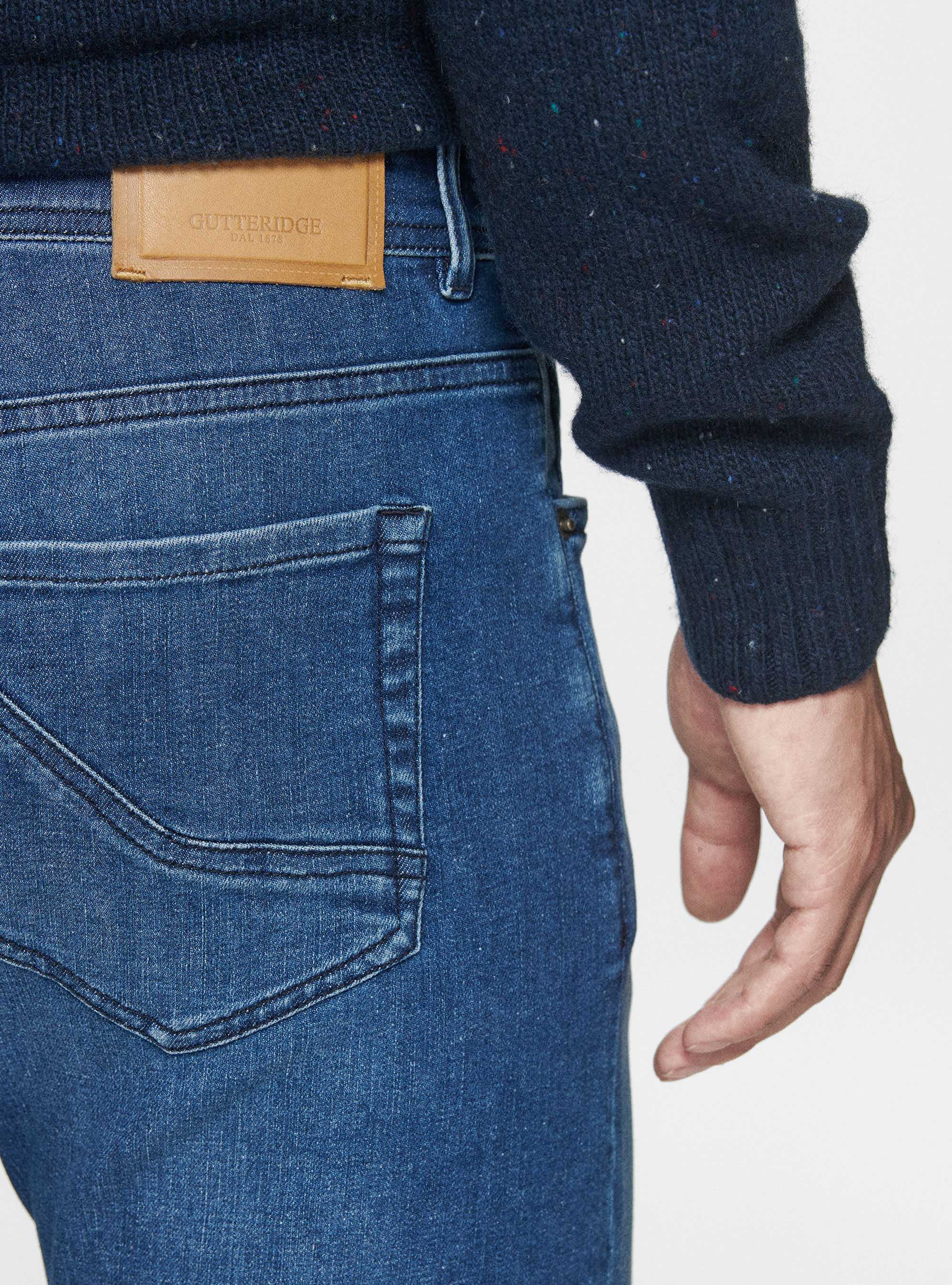 Yarn-dyed trousers, BLUE