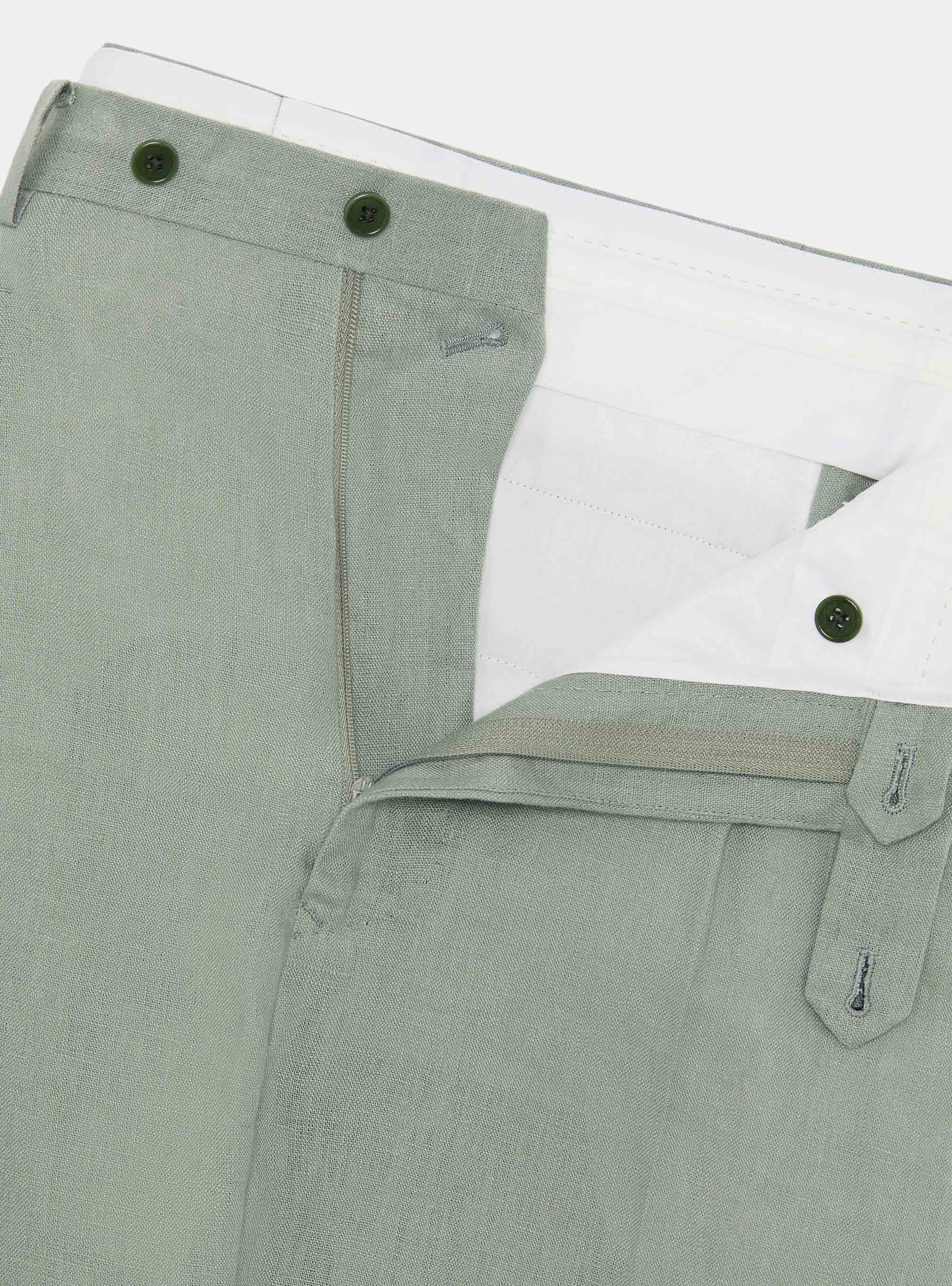 Pure linen double pleat trousers, SALVIA 0602C