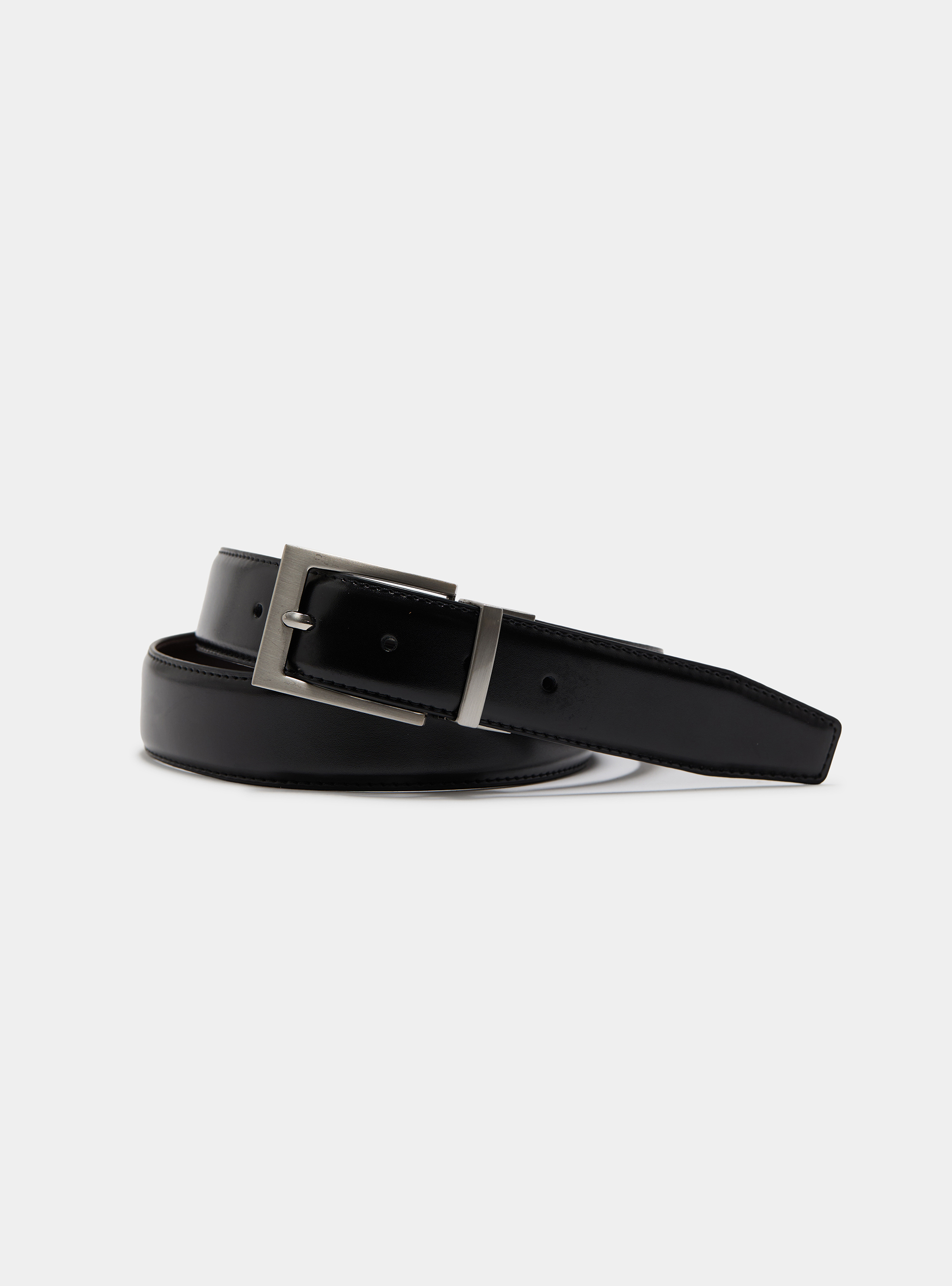 Cintur&oacute;n cl&aacute;sico reversible de piel, NEGRO