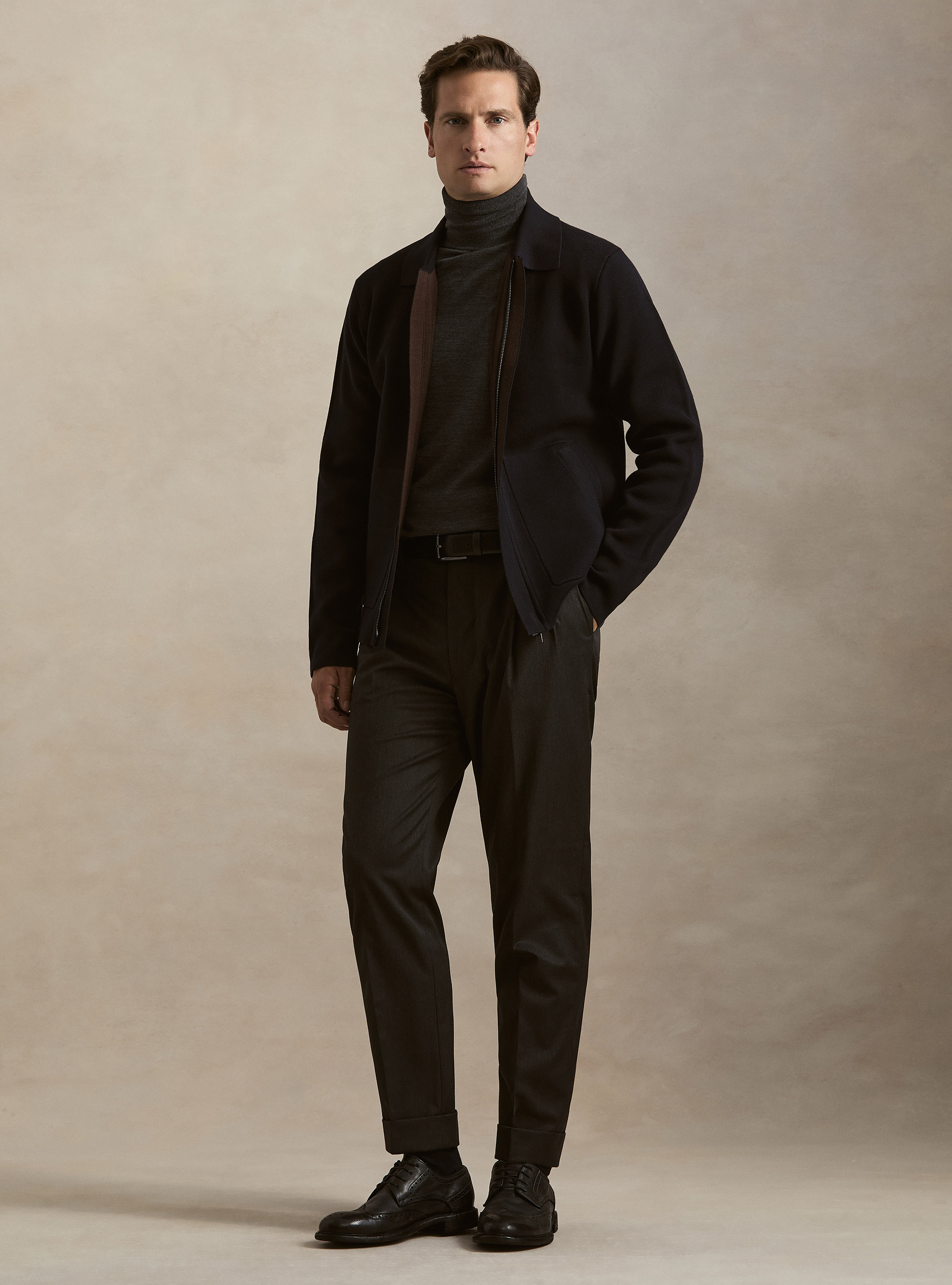 Bomber in maglia in misto cotone, BLU NAVY