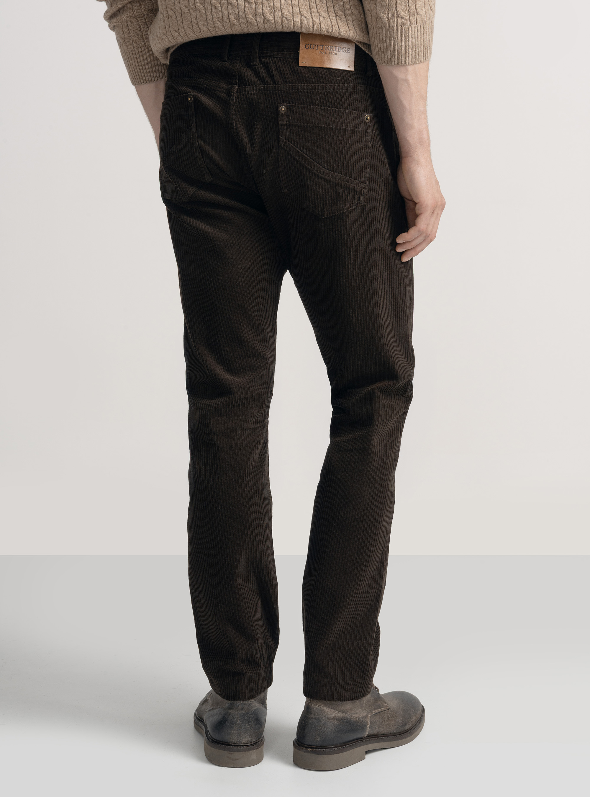 Corduroy five-pocket trousers, BROWN