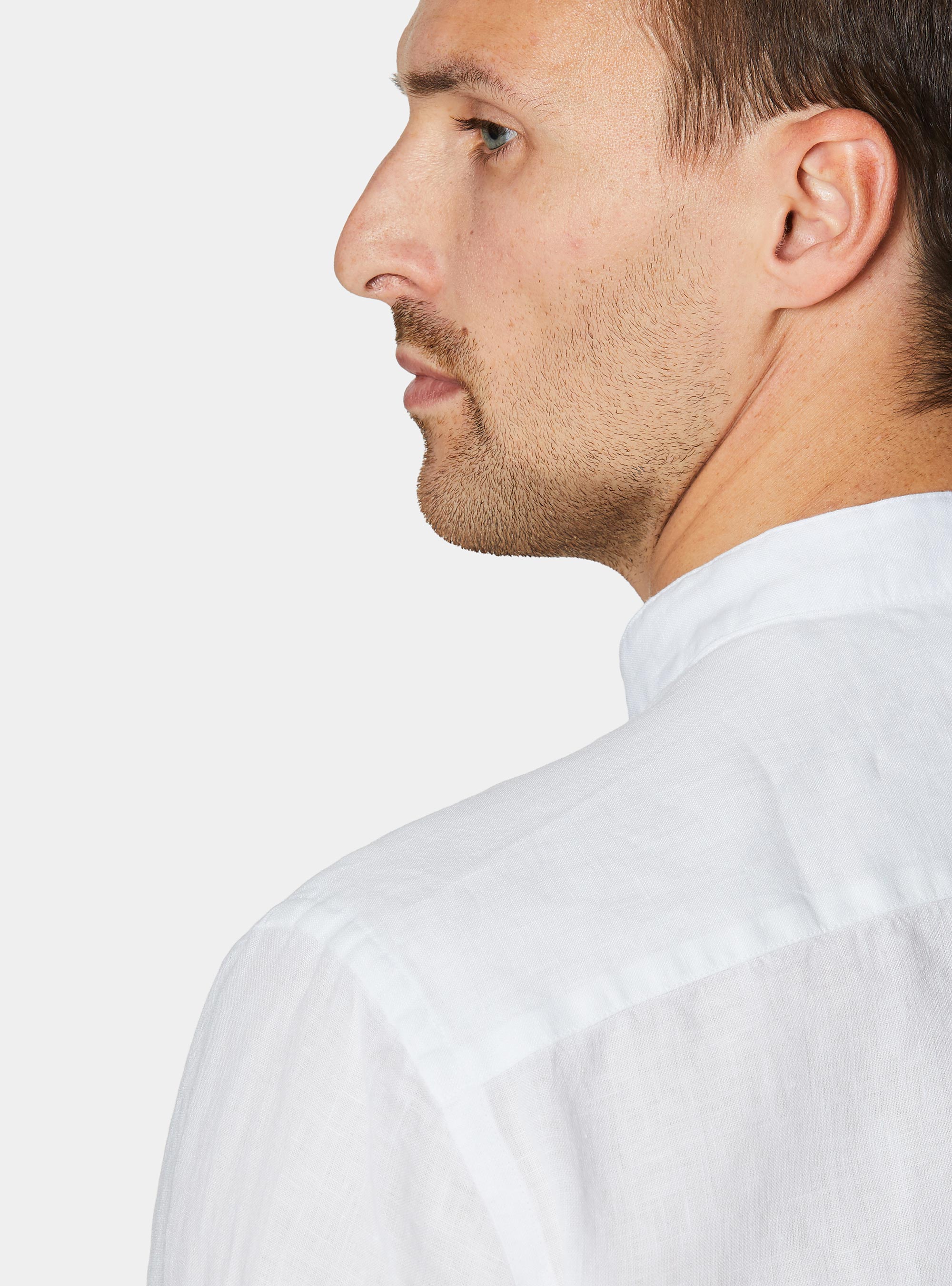 Chemise cor&eacute;enne en pur lin, BLANC