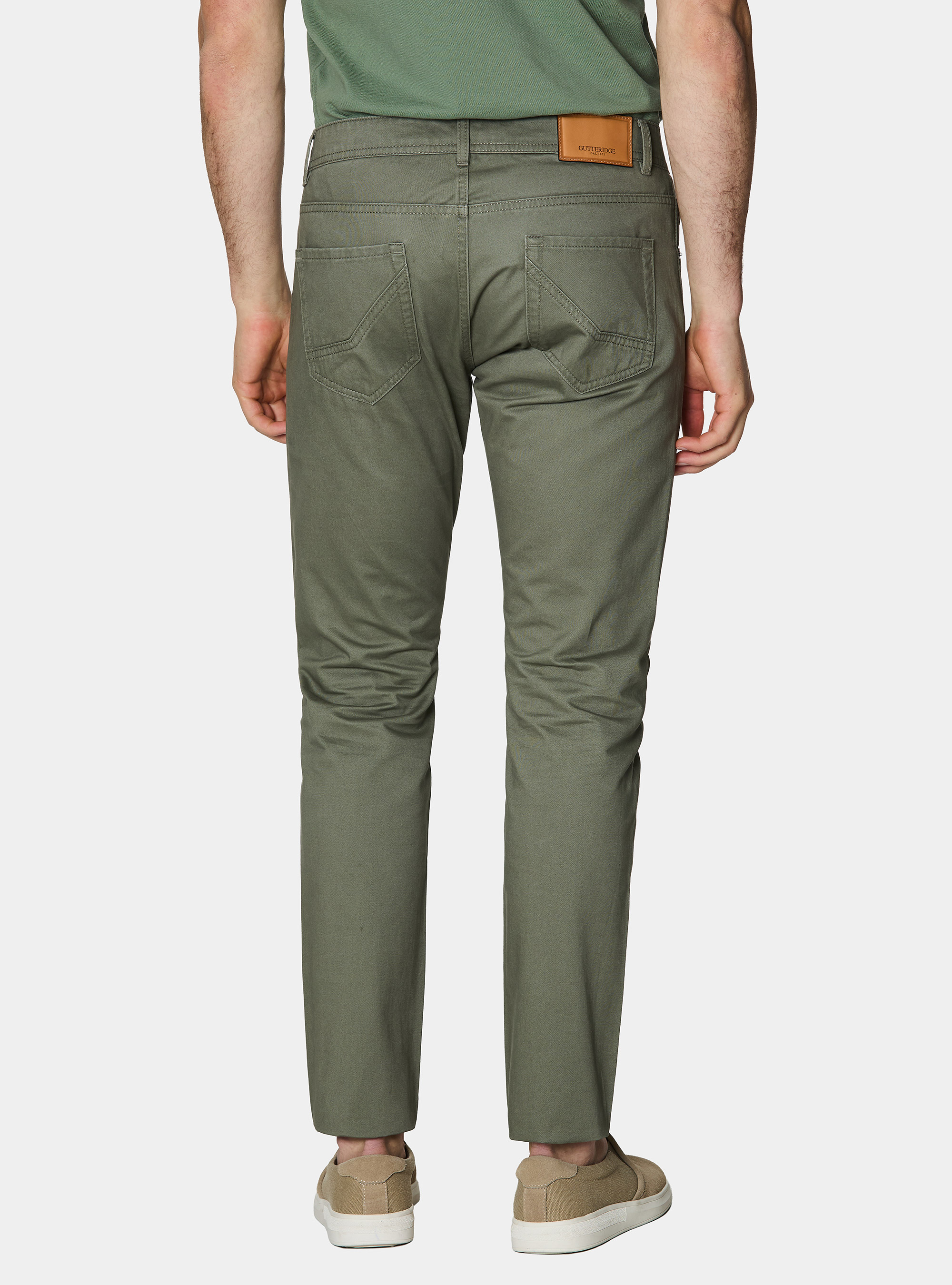 Pantalones slim fit de sarga de algod&oacute;n, SALVIA 0602C