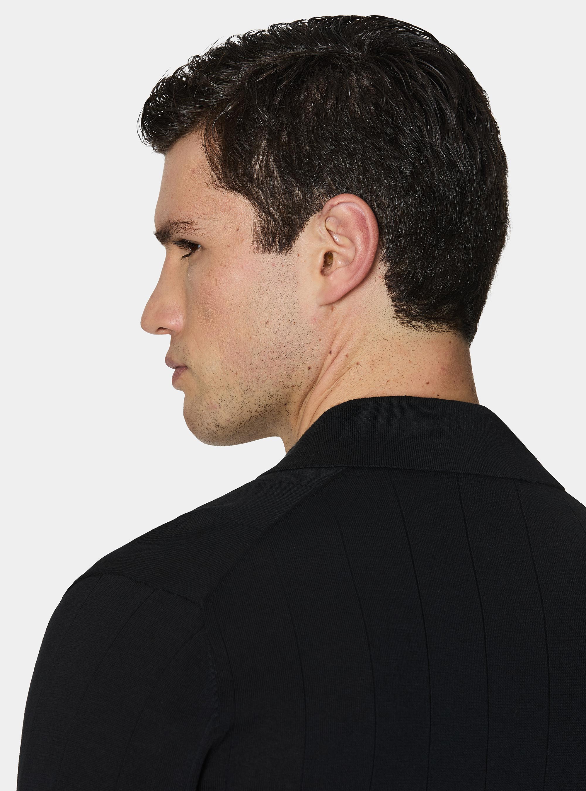 Polo in maglia manica lunga, NERO