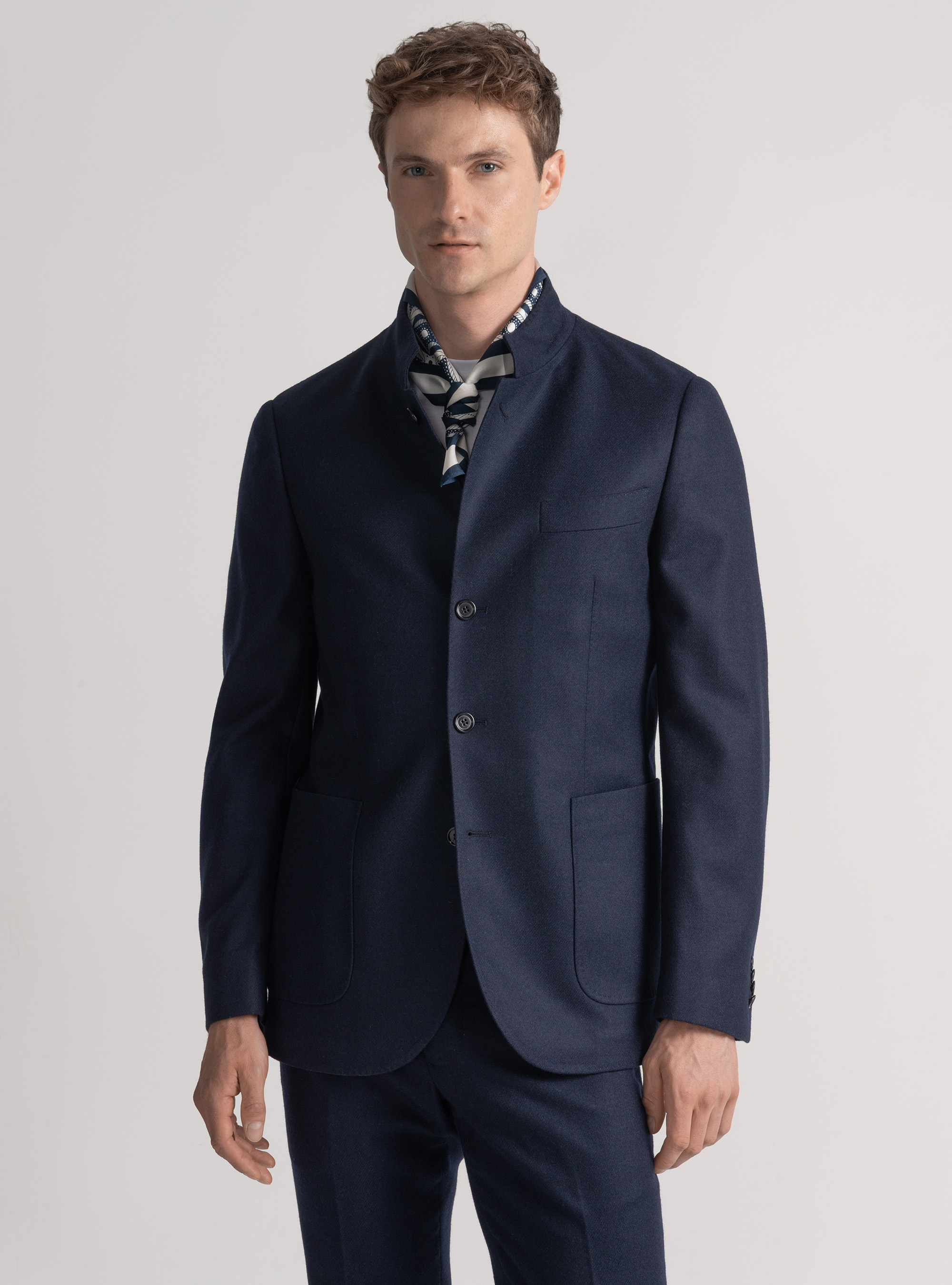 Korean wool flannel blazer, NAVY BLUE