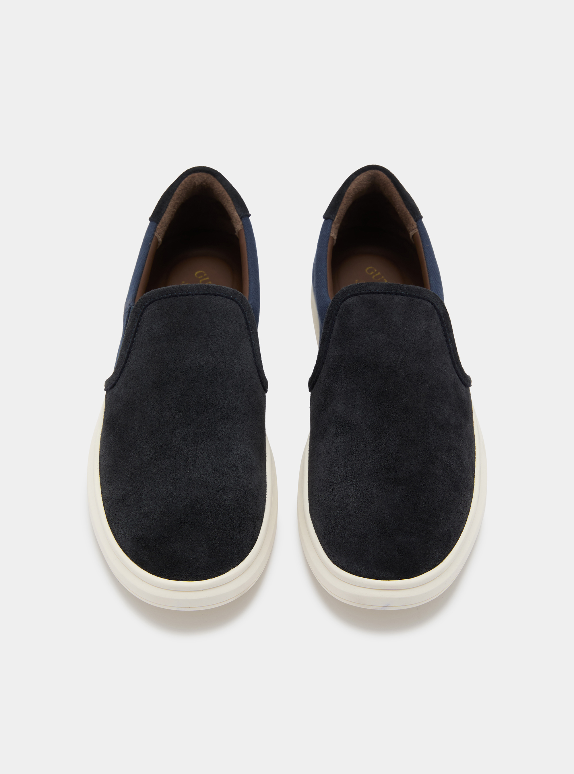 Suede and canvas slip-on, NAVY BLUE