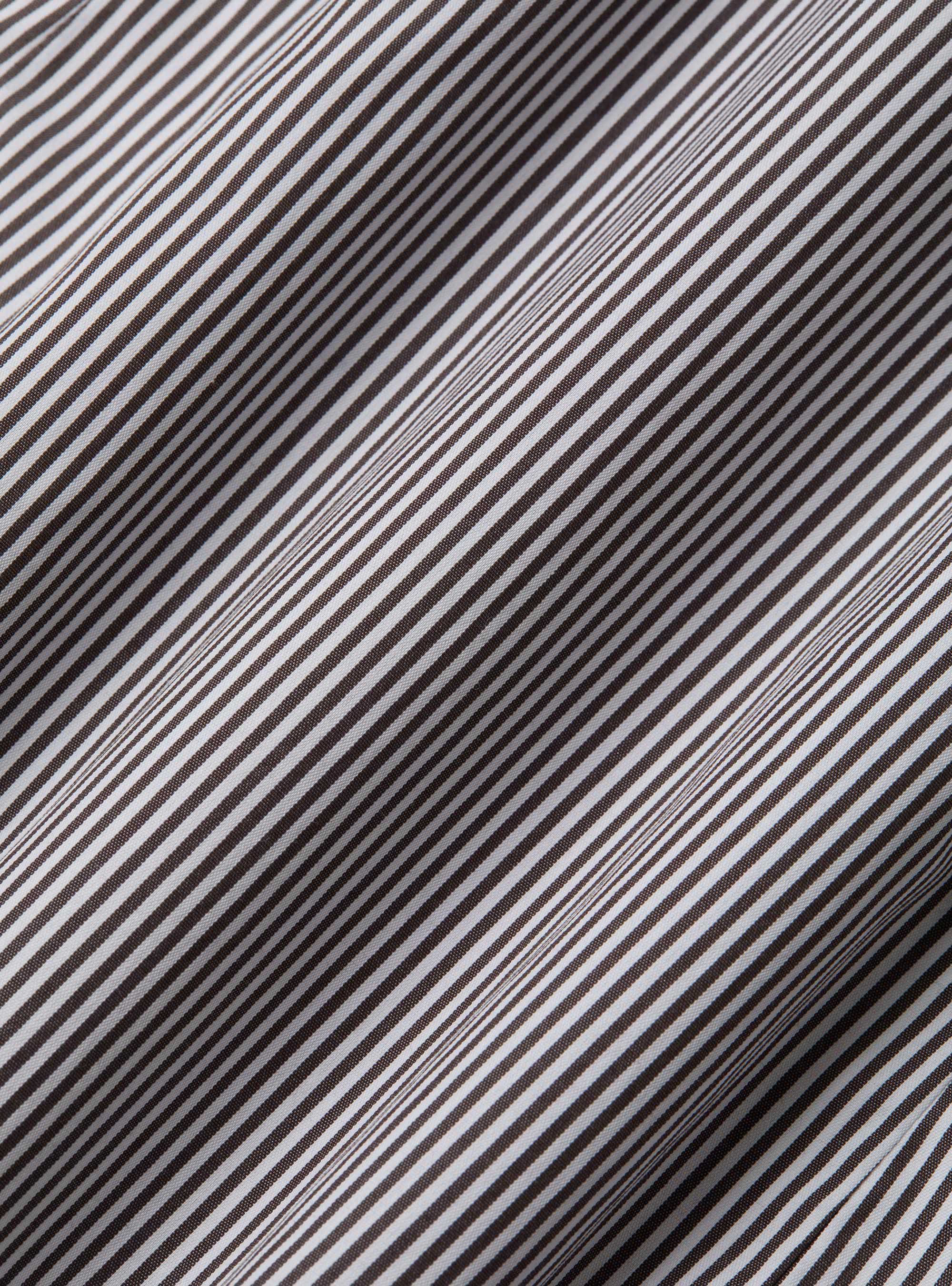 Camicia in cotone rigato popeline stretch, MARRONE