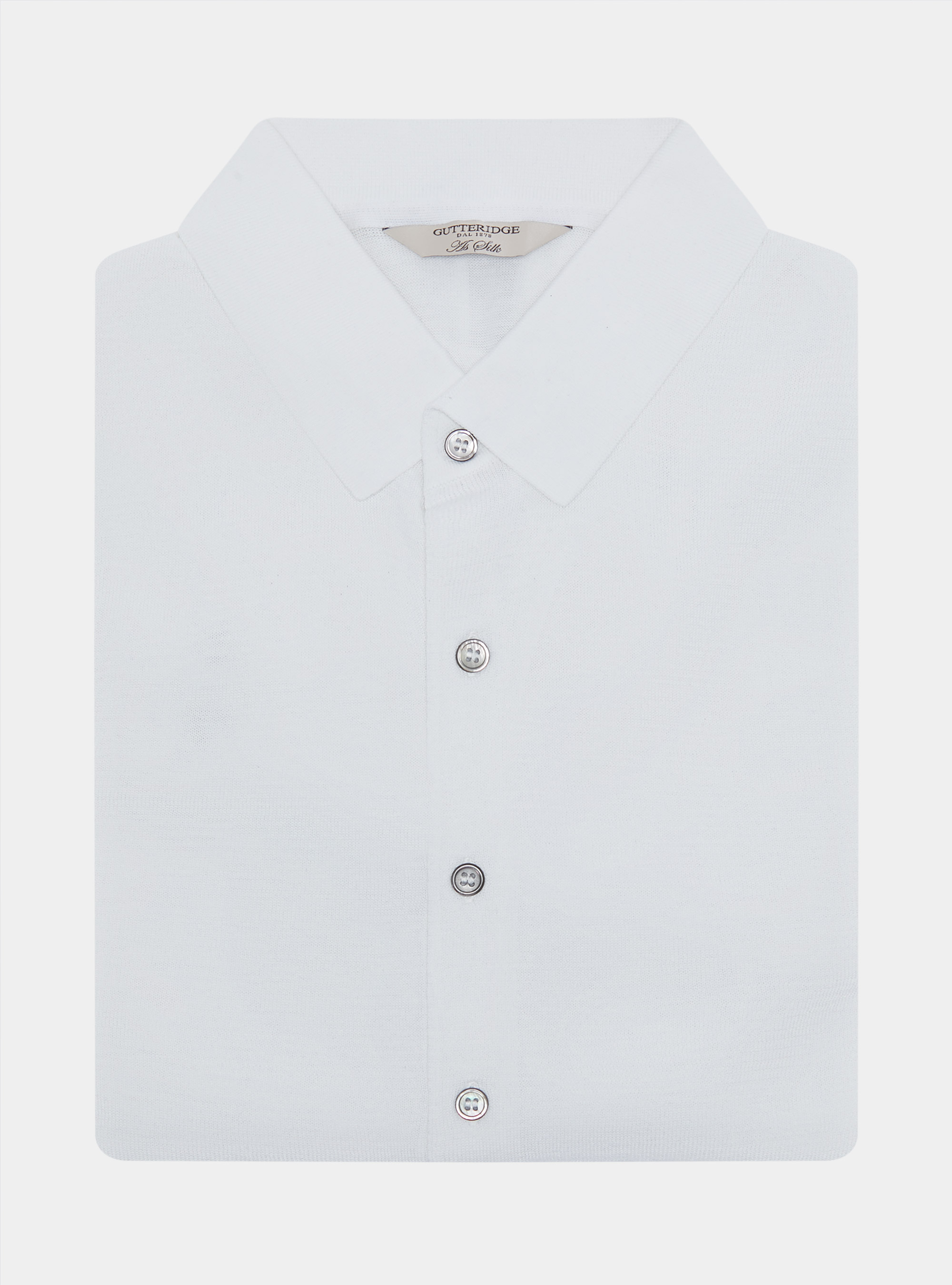 Polo de punto de algod&oacute;n y seda, BLANCO