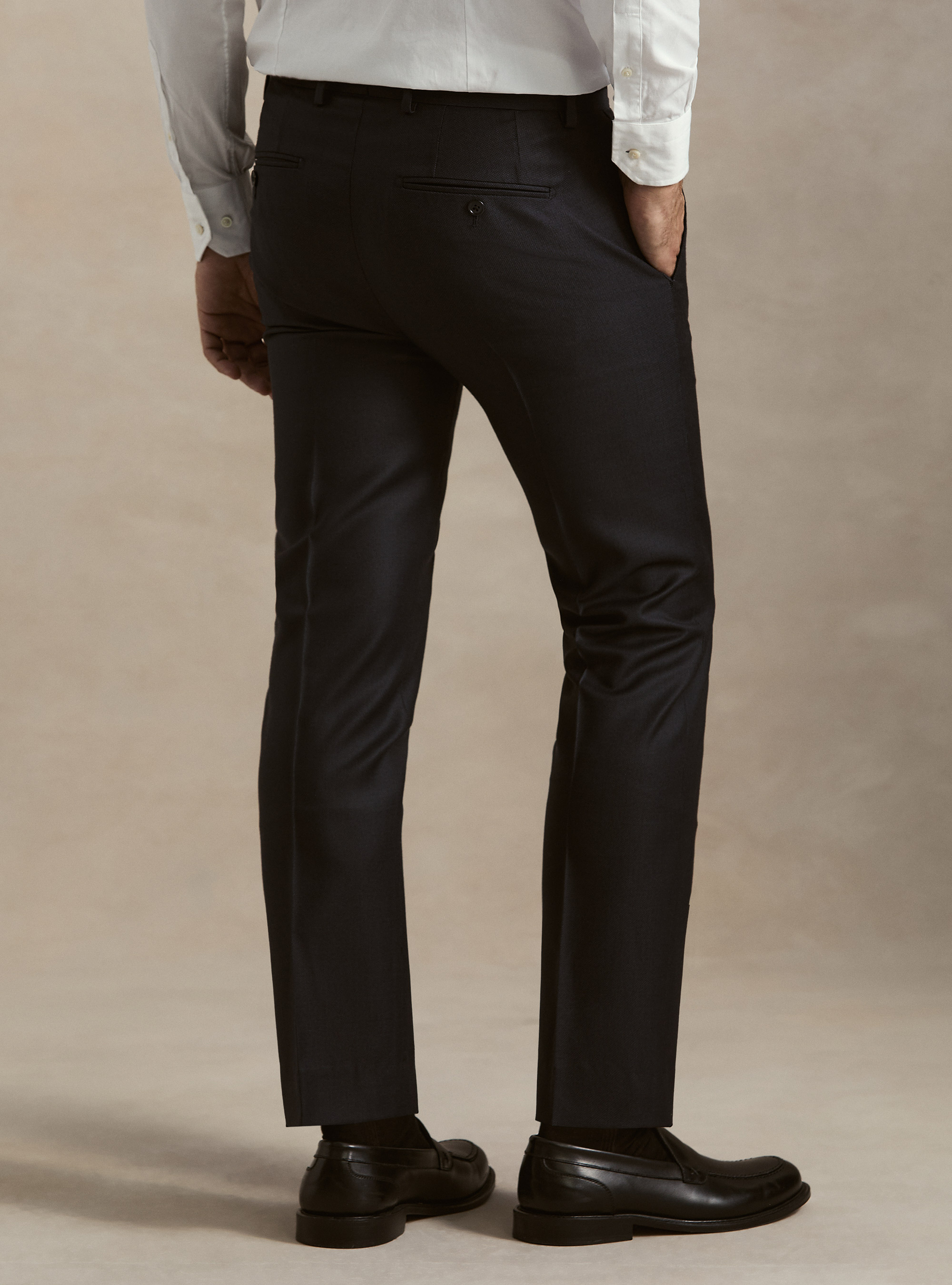Pure wool bird's eye suit trousers by Vitale Barberis Canonico, NAVY BLUE