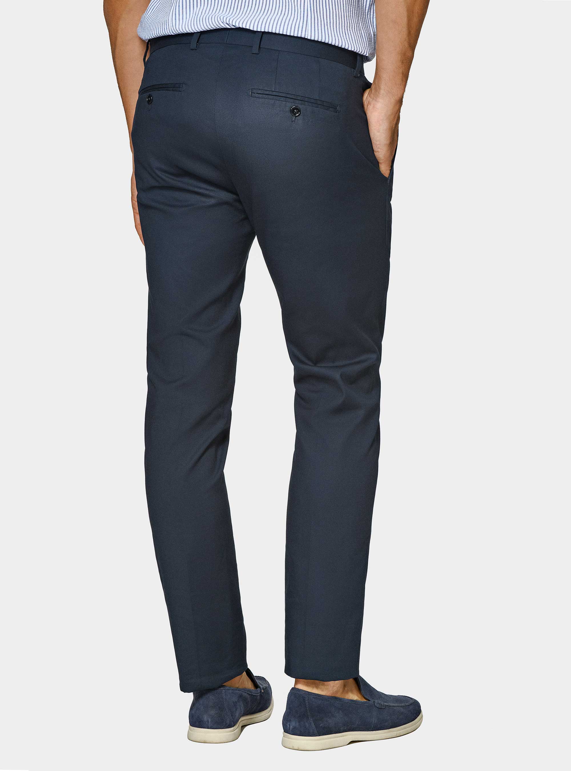 Pantal&oacute;n de traje de algod&oacute;n, AZUL MARINO