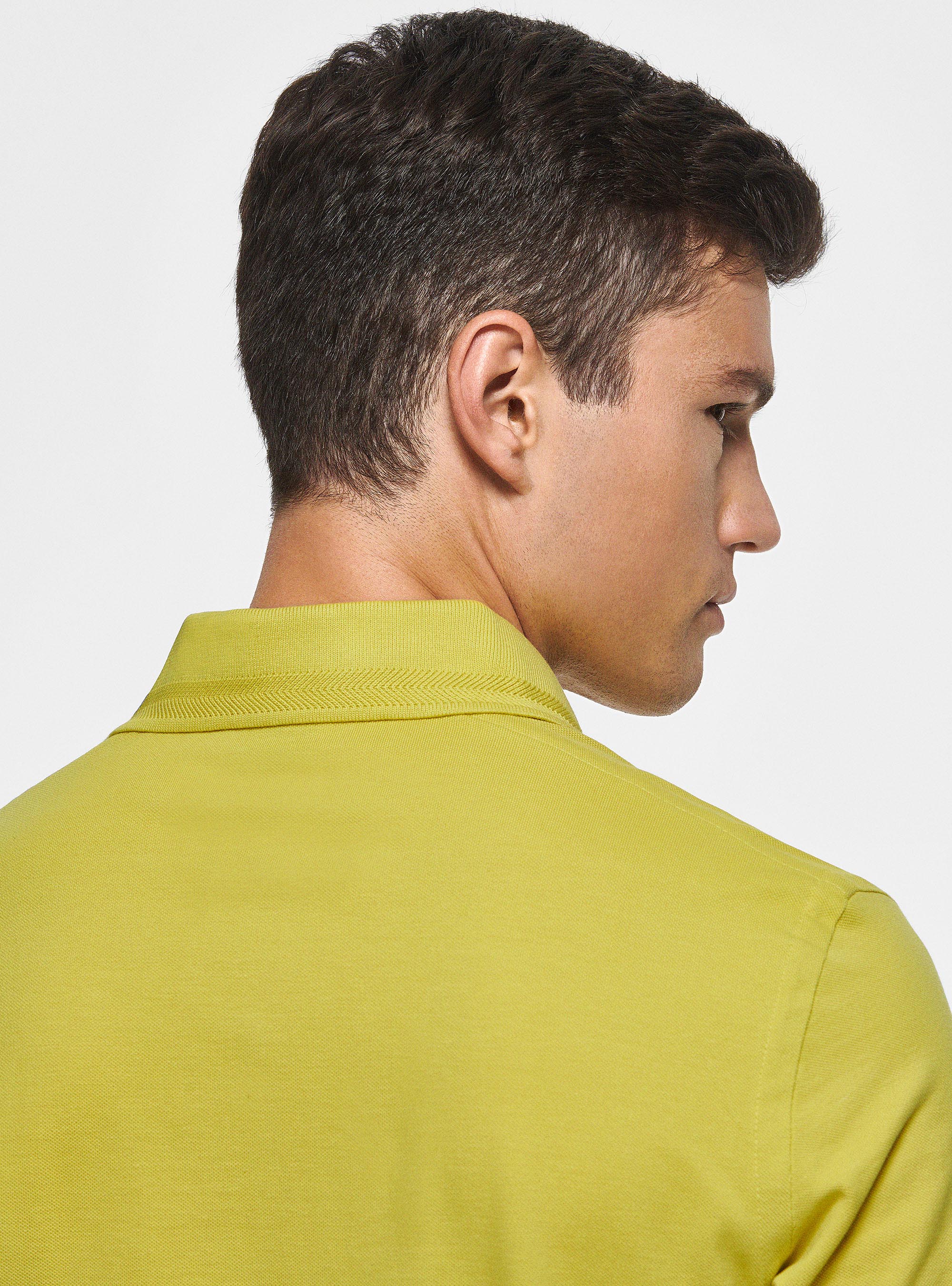 Classic piqu&eacute; polo shirt with herringbone rib, SENAPE 0715C
