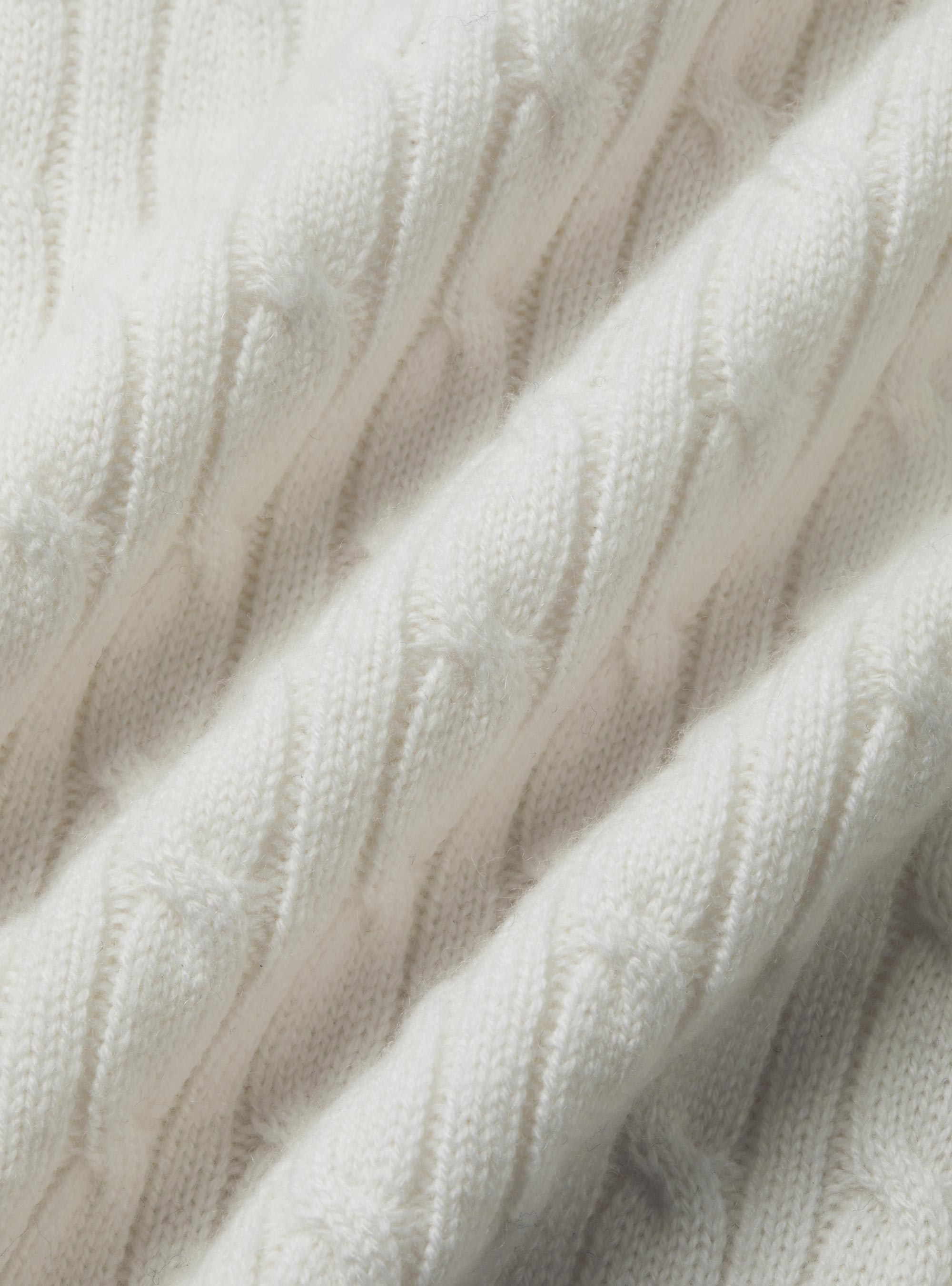 Wool-blend turtleneck sweater with braid, WHITE